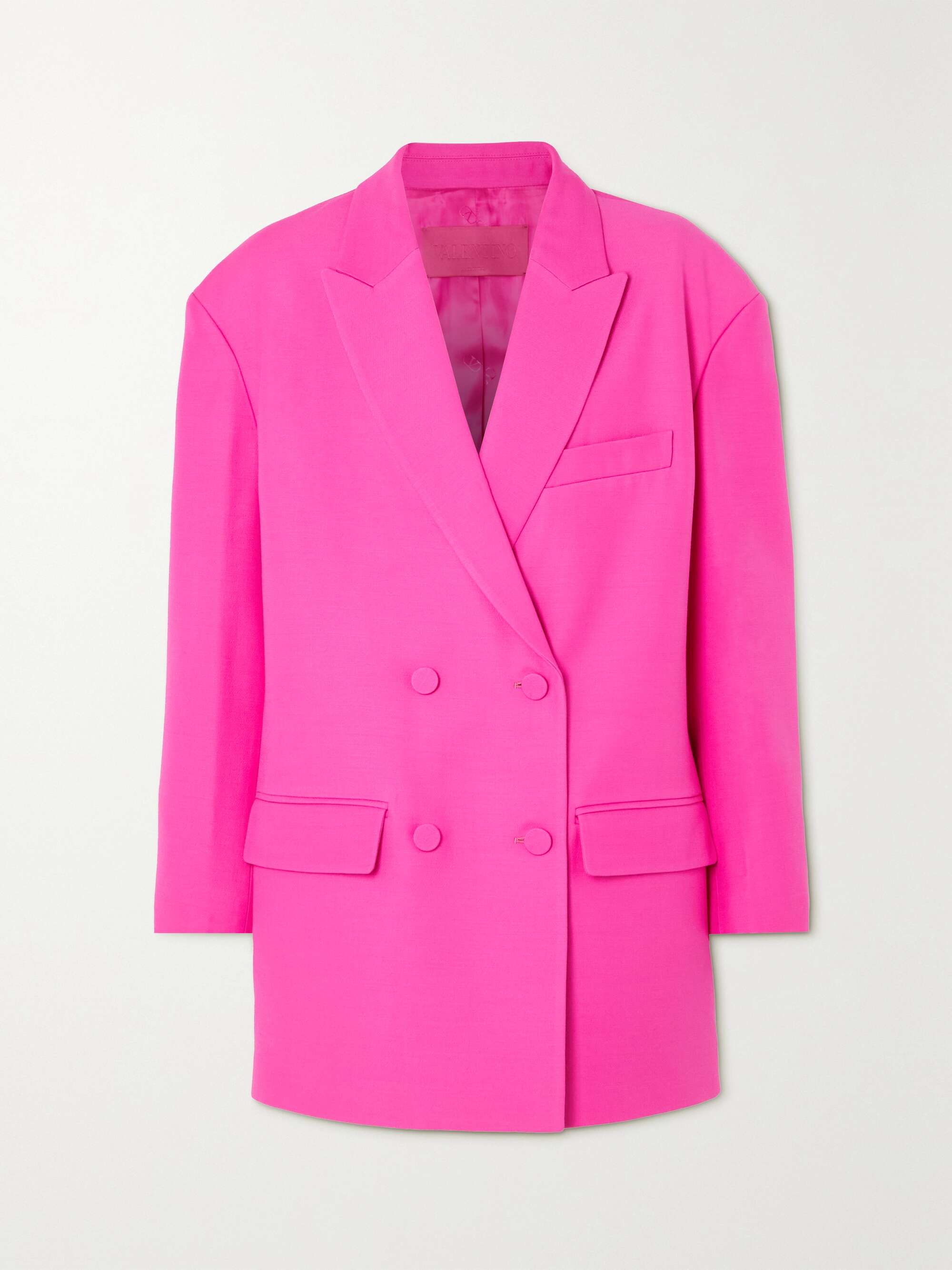 VALENTINO GARAVANI Oversized double-breasted wool and silk-blend crepe  blazer