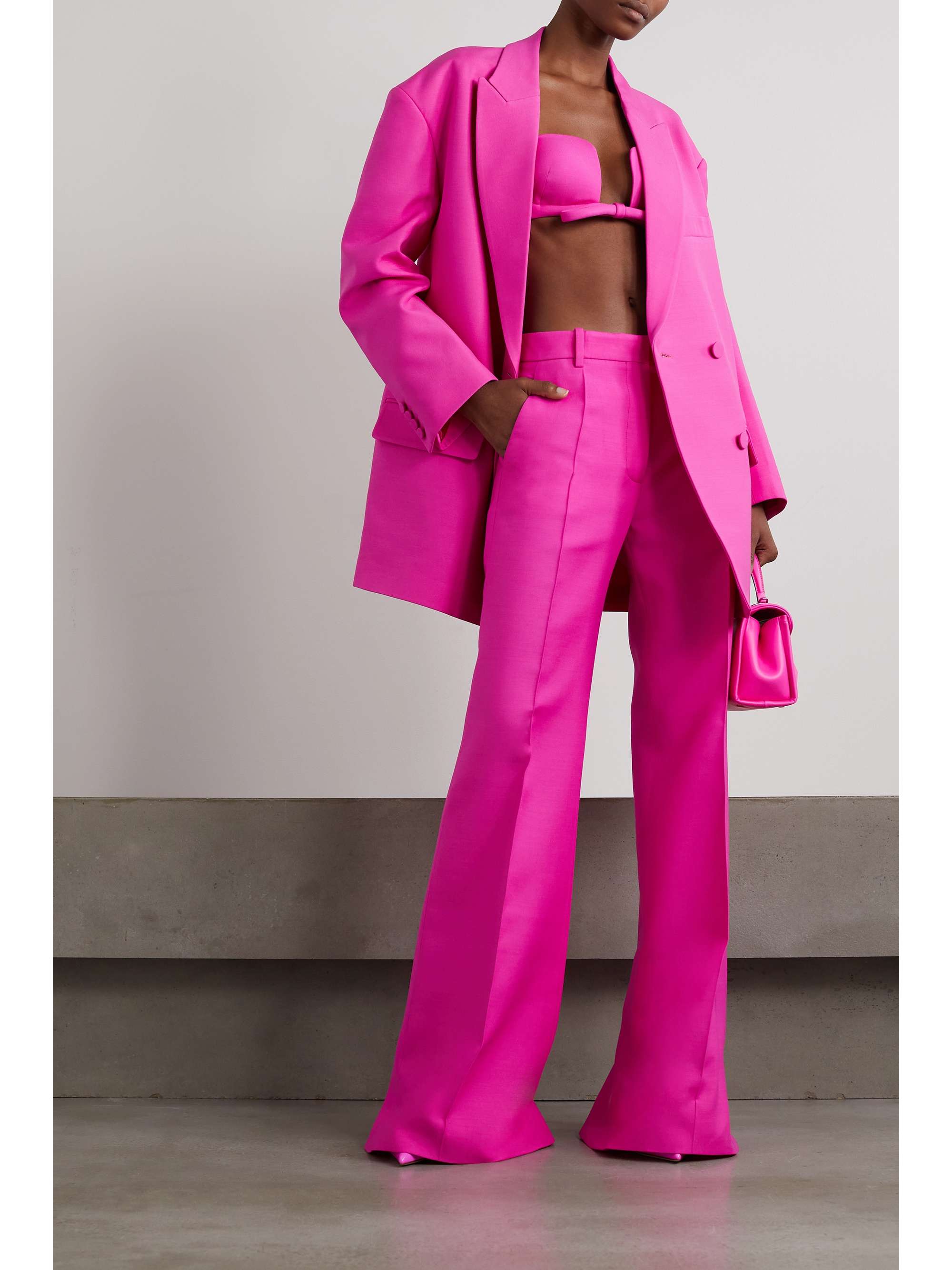 VALENTINO Oversized double-breasted wool and silk-blend crepe blazer