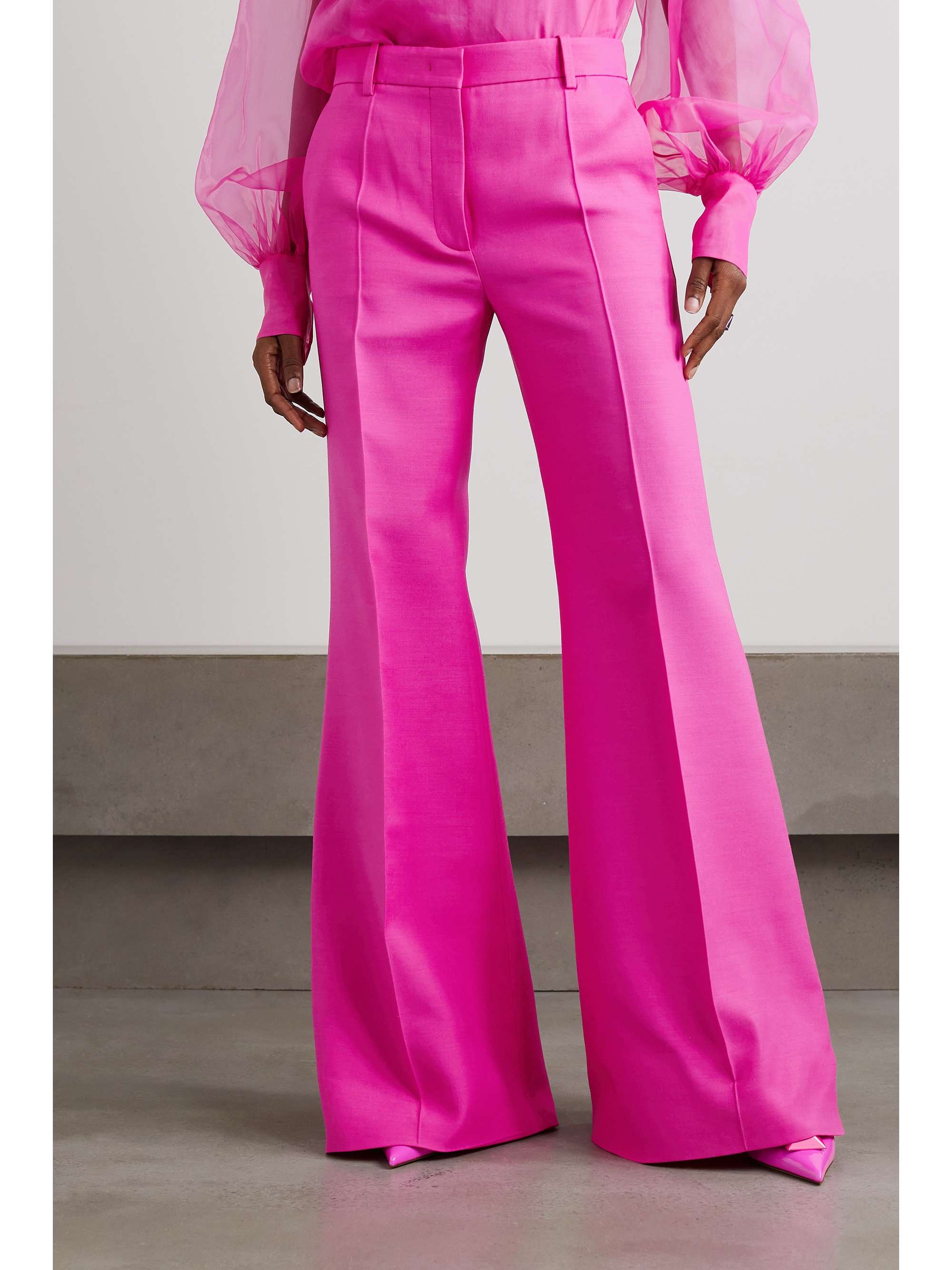 VALENTINO GARAVANI Wool and silk-blend crepe wide-leg pants
