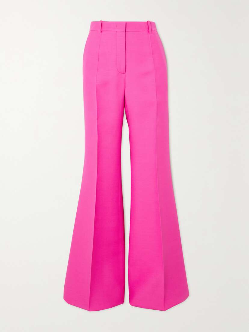 Valentino Garavani Wool And Silk-blend Crepe Wide-leg Pants