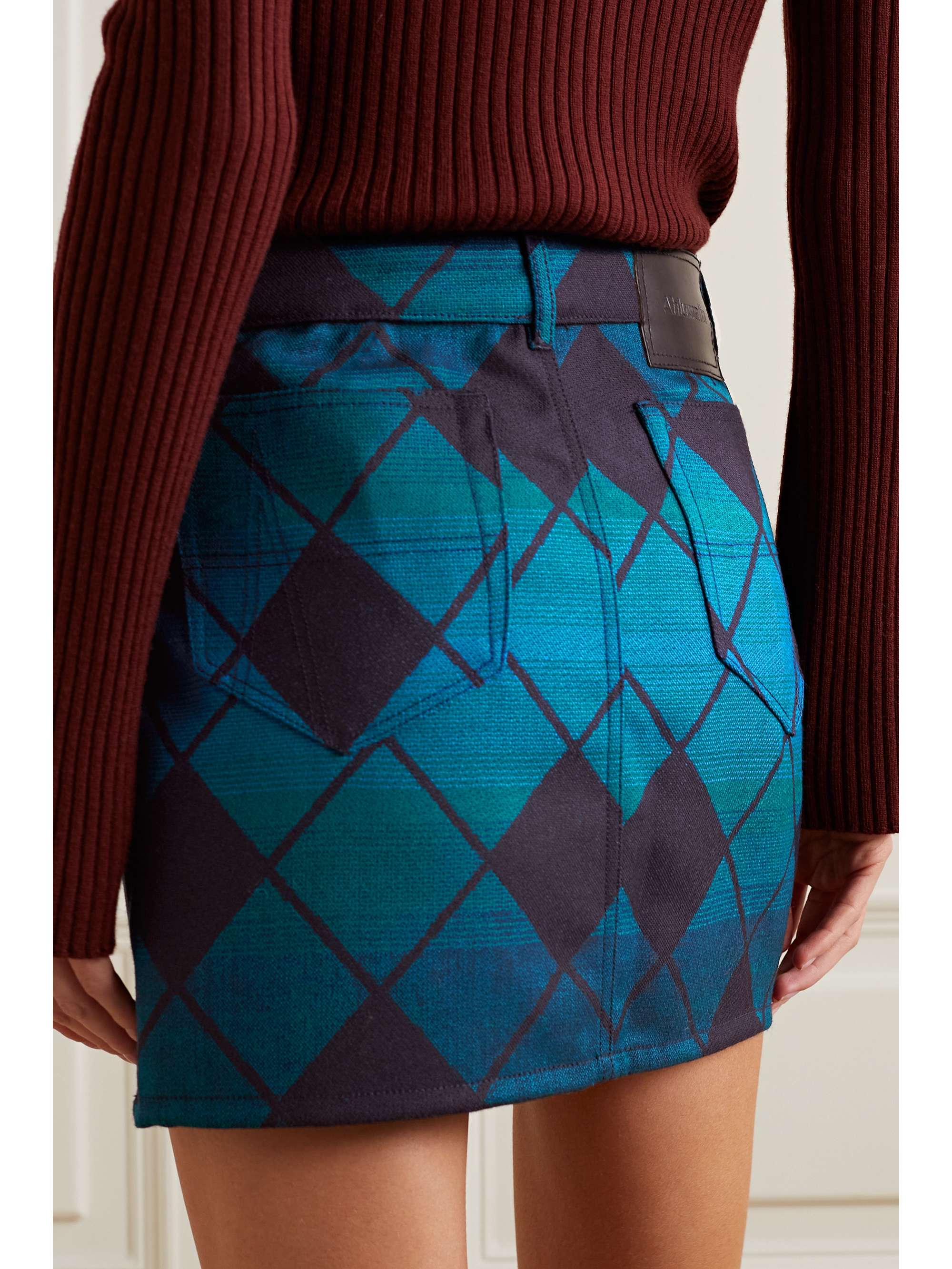 AHLUWALIA Argyle woolpiqué mini skirt NETAPORTER