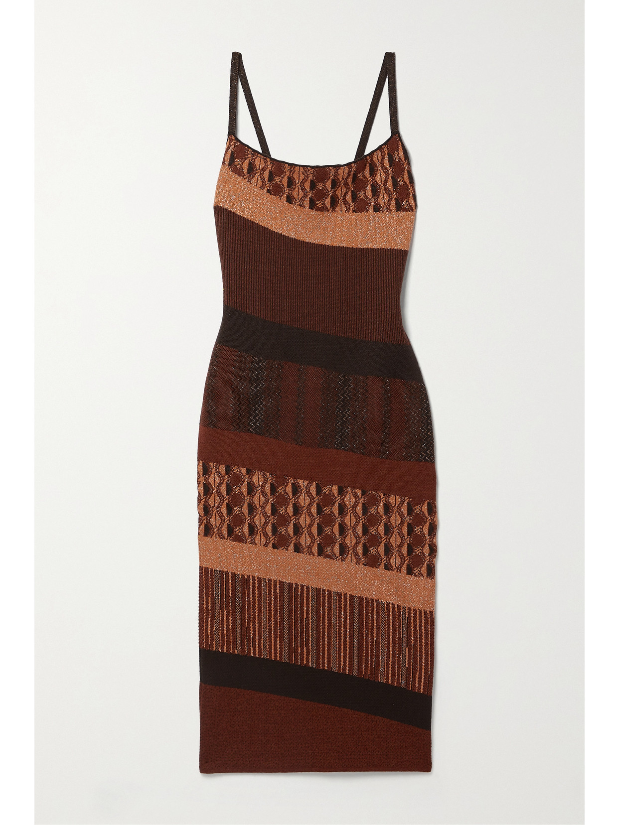 Ahluwalia Paneled Metallic Merino Wool Dress - Burgundy