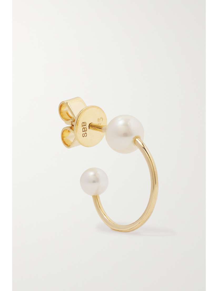 Sophie Bille Brahe Petite Claudia 14-karat Gold Pearl Single Hoop Earring