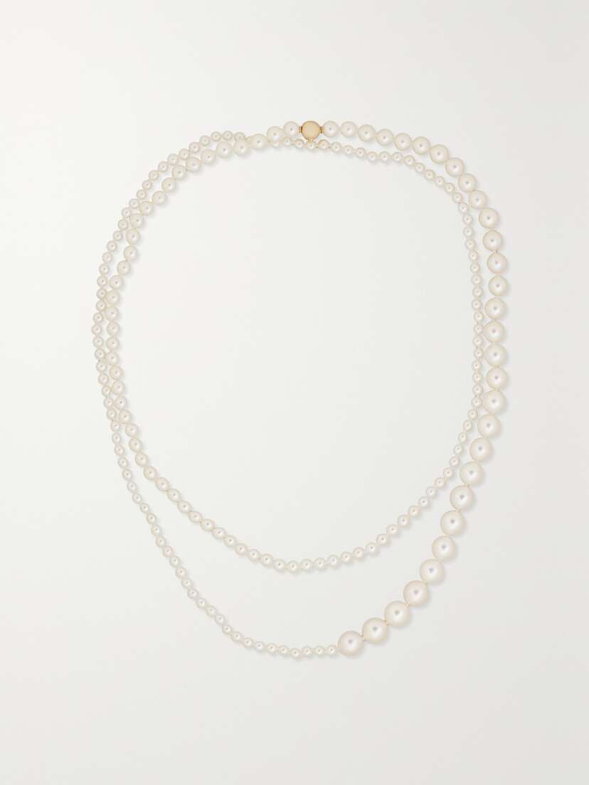 Sophie Bille Brahe Grand Peggy 14-karat Gold Pearl Necklace