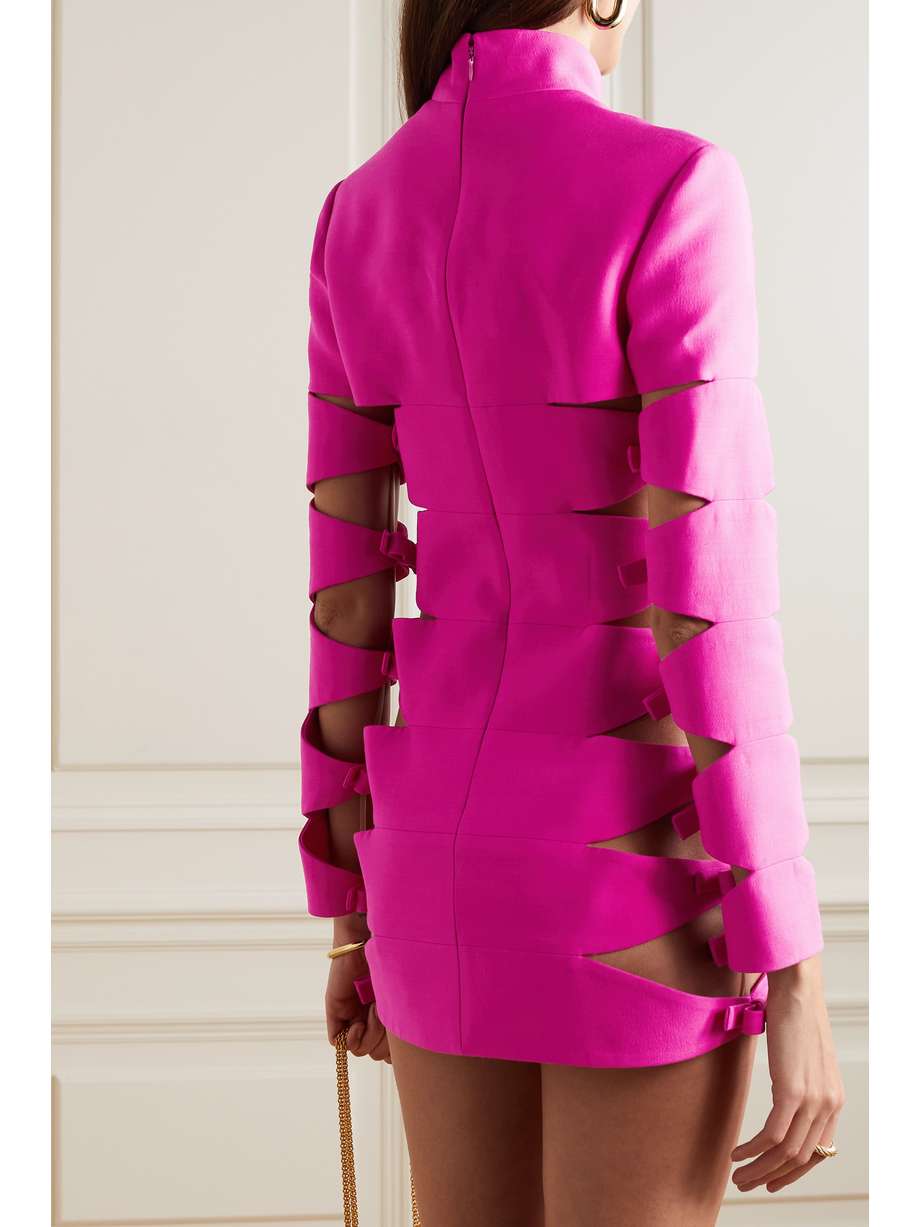 Pink Cutout bowembellished wool and silkbend mini dress VALENTINO NETAPORTER