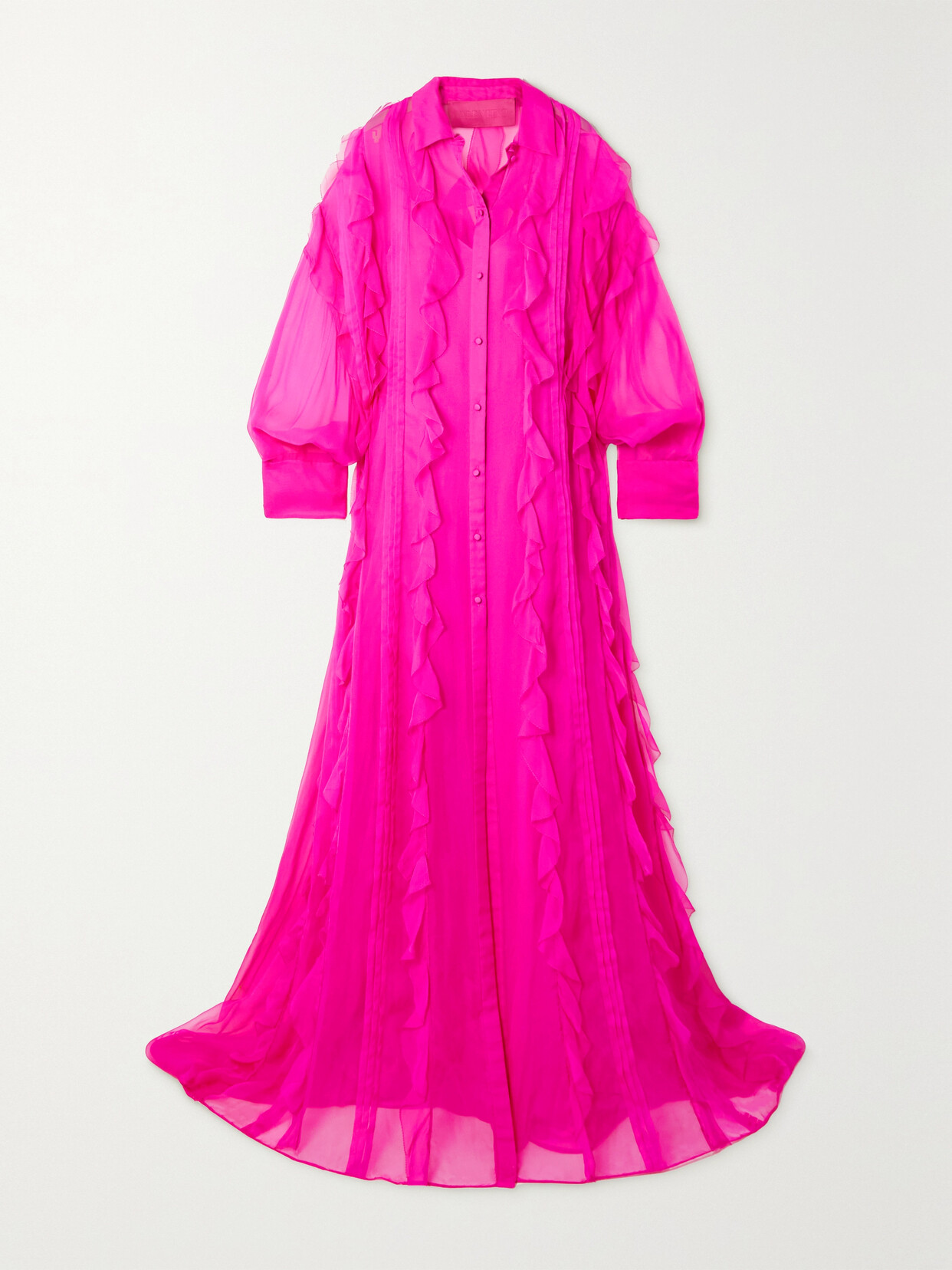 Shop Valentino Ruffled Silk-chiffon Gown In Pink