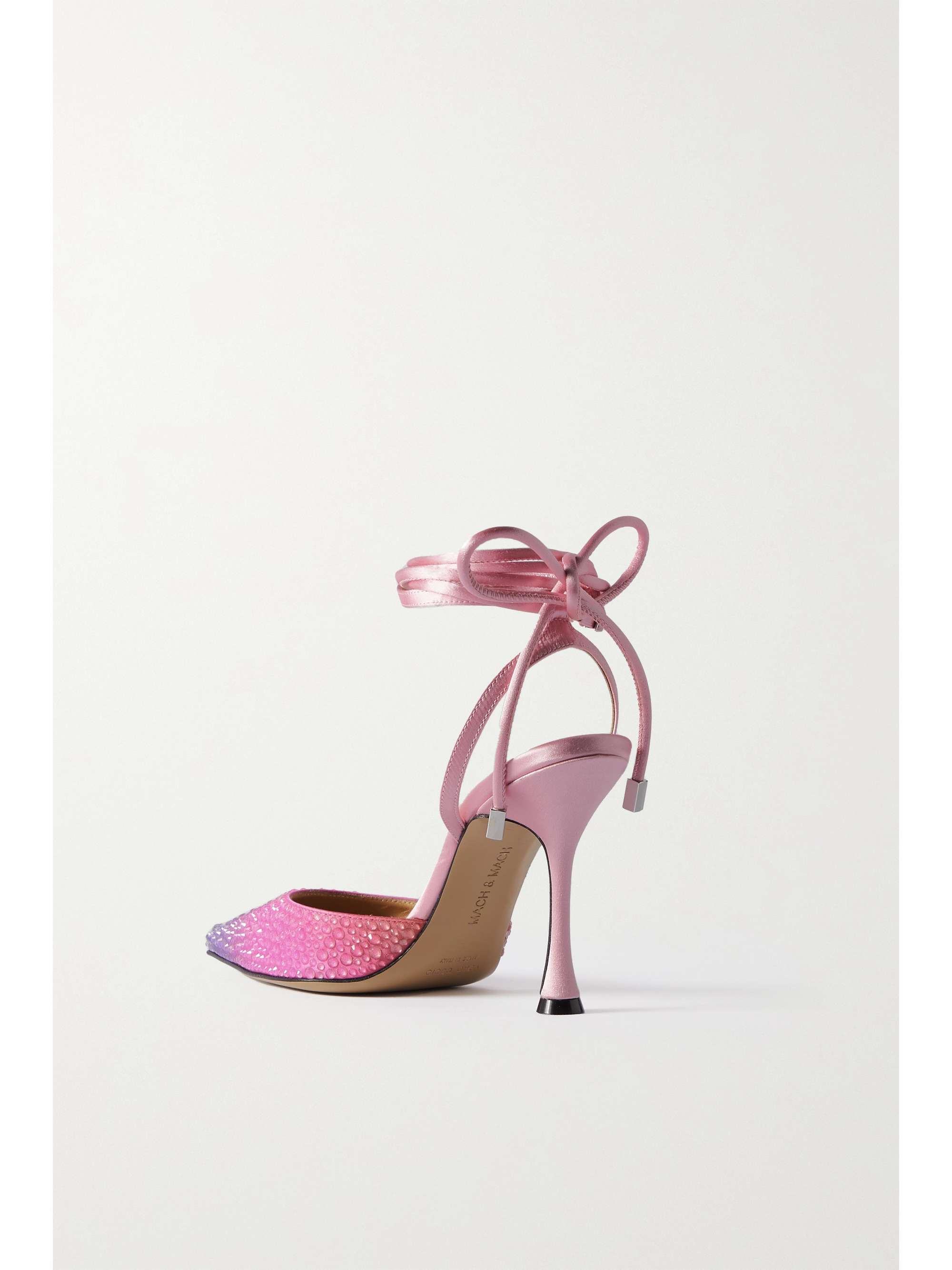 mach and mach crystal satin pumps