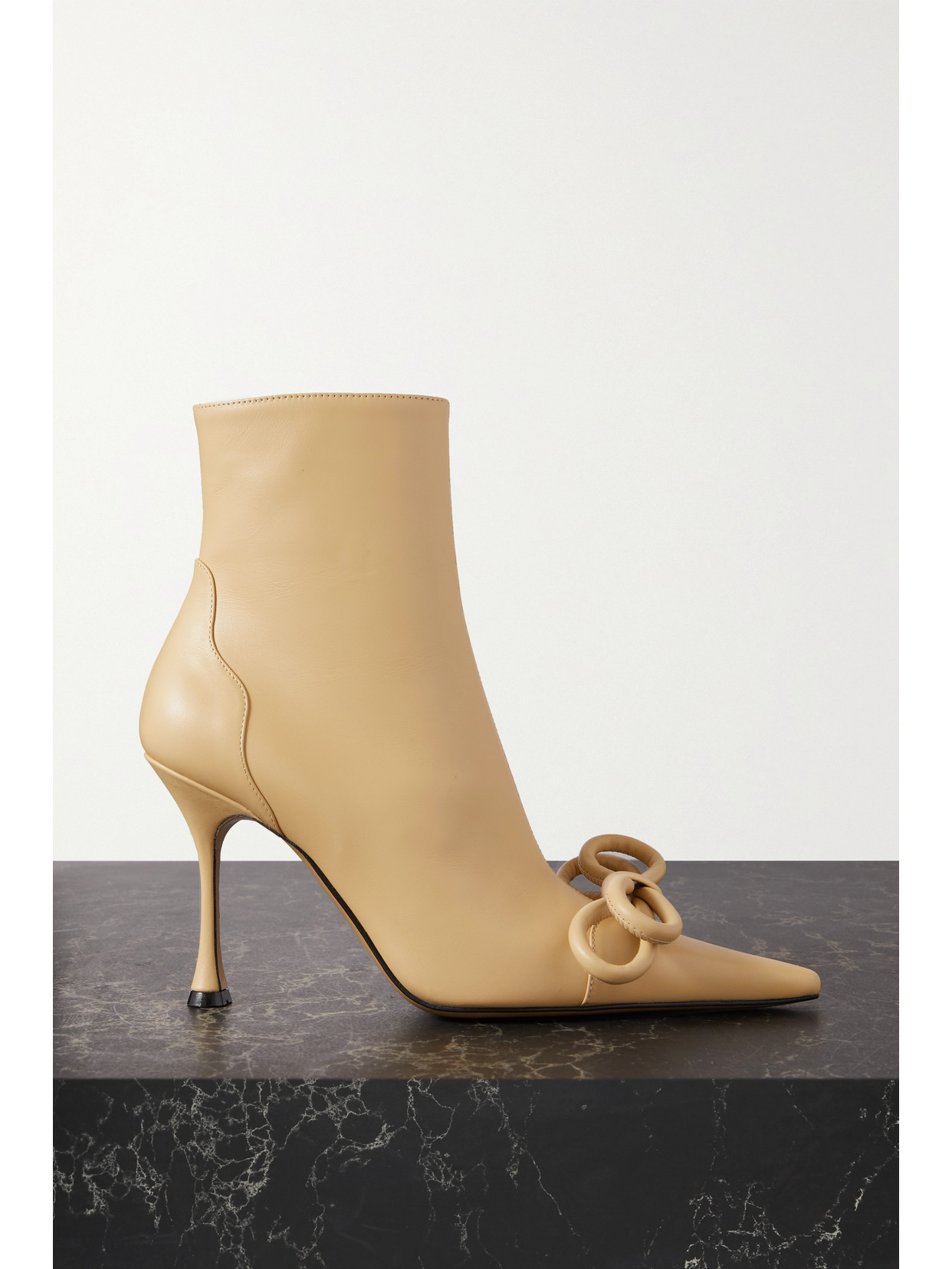 MACH & MACH Double Bow Leather Ankle Boots