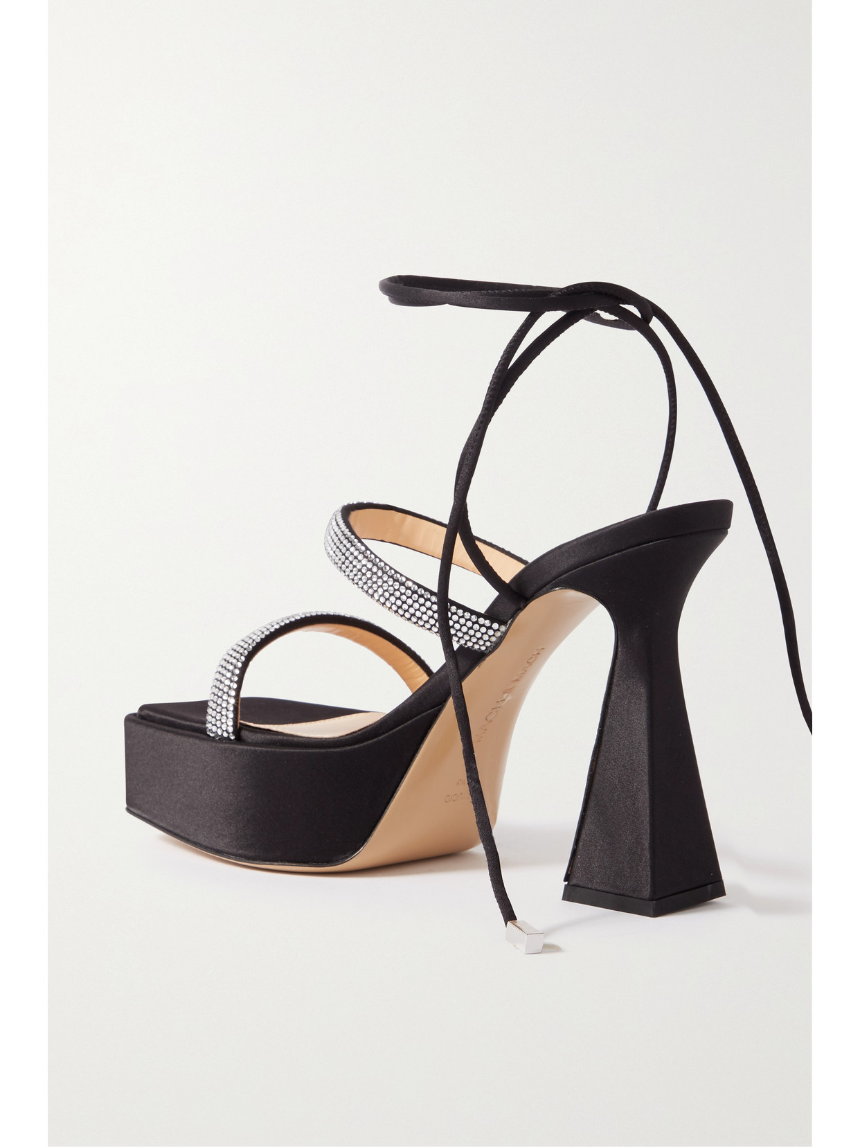 Devon Crystal-Embellished Satin Platform Sandals