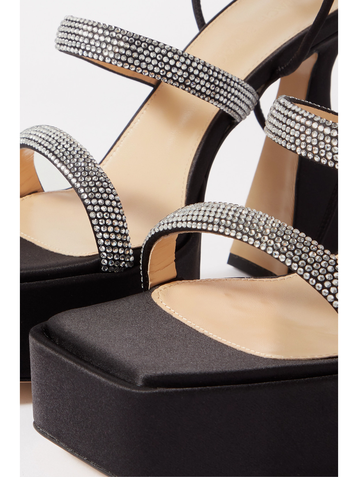 Devon Crystal-Embellished Satin Platform Sandals
