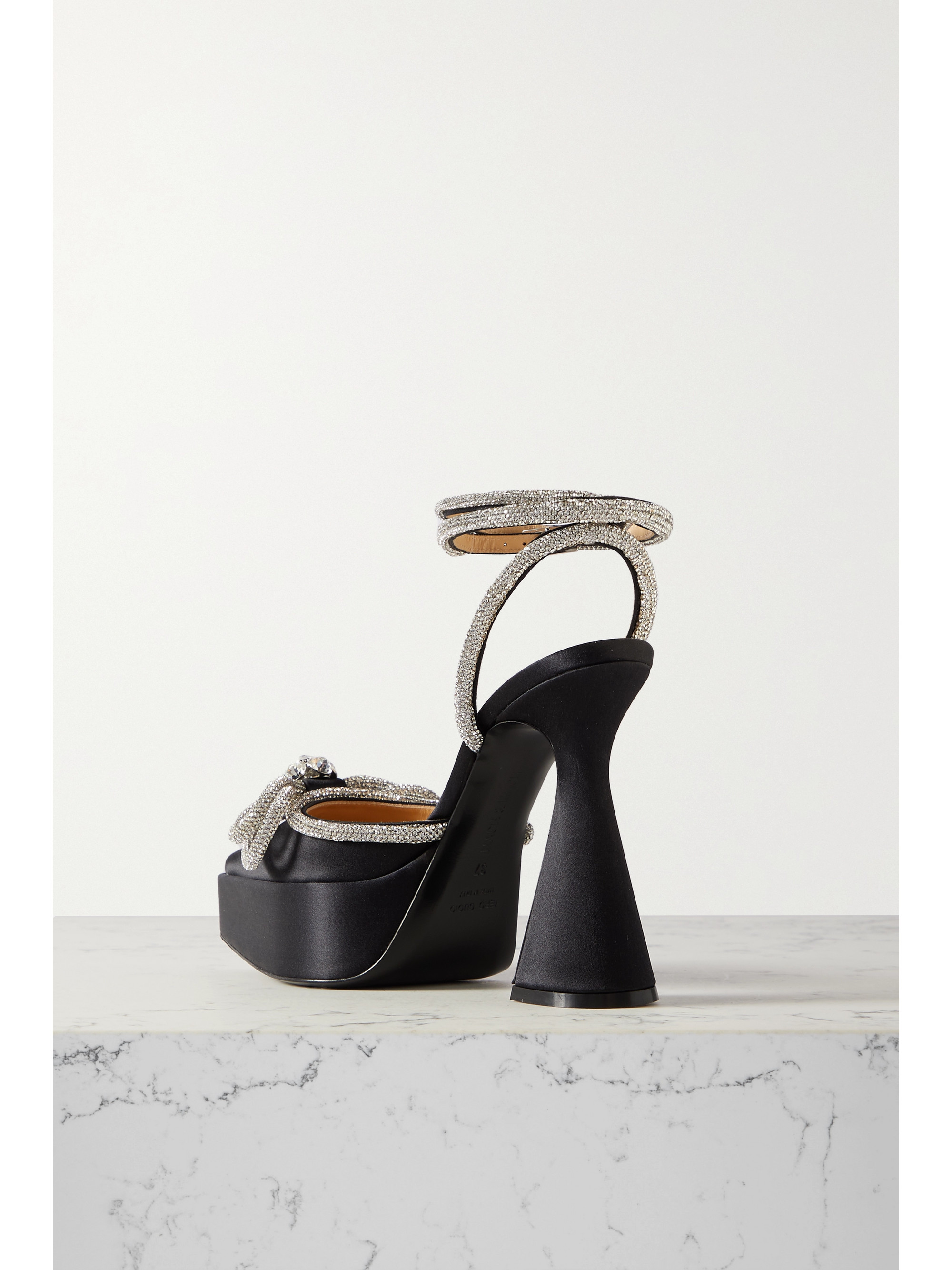MACH & MACH Double Bow crystal-embellished satin platform pumps thumbnail