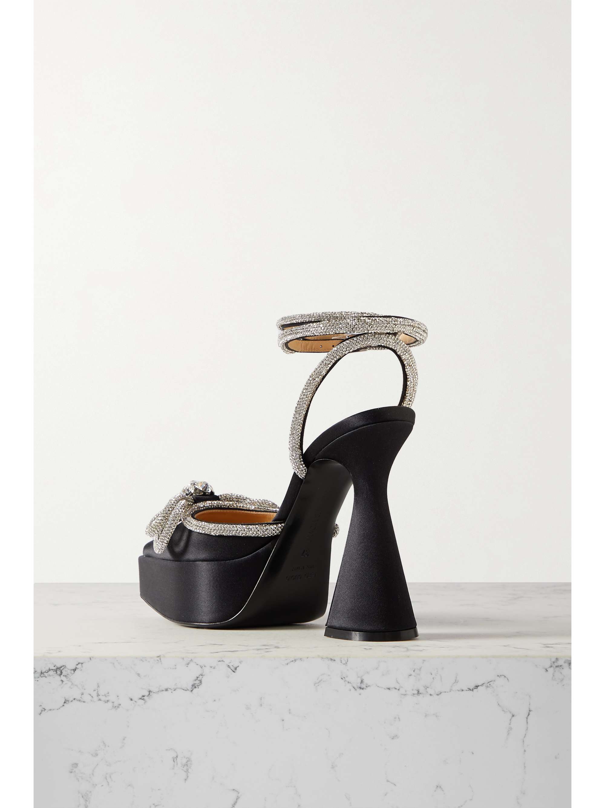 MACH & MACH Double Bow crystal-embellished satin platform pumps