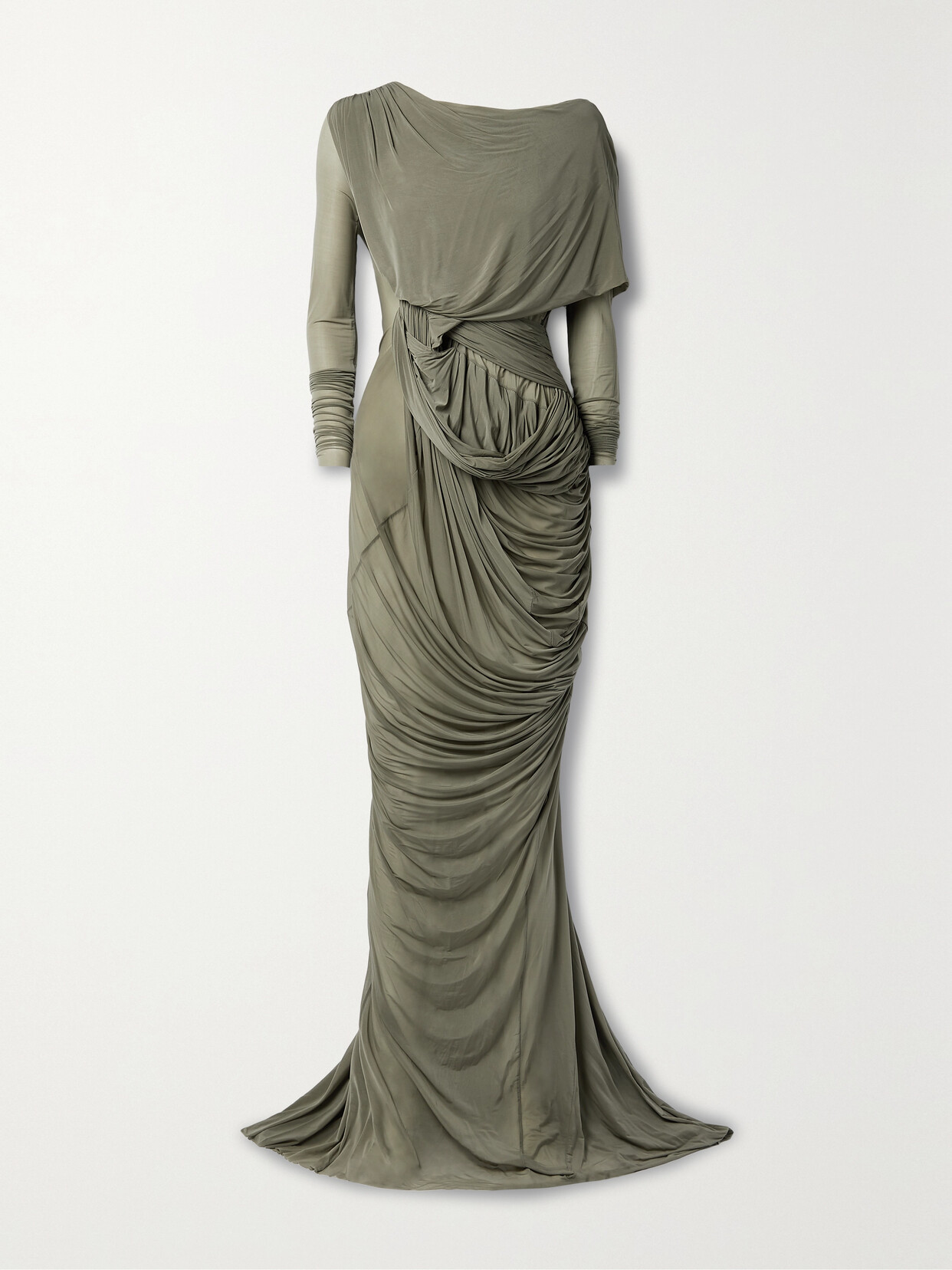 RICK OWENS DRAPED STRETCH-JERSEY GOWN