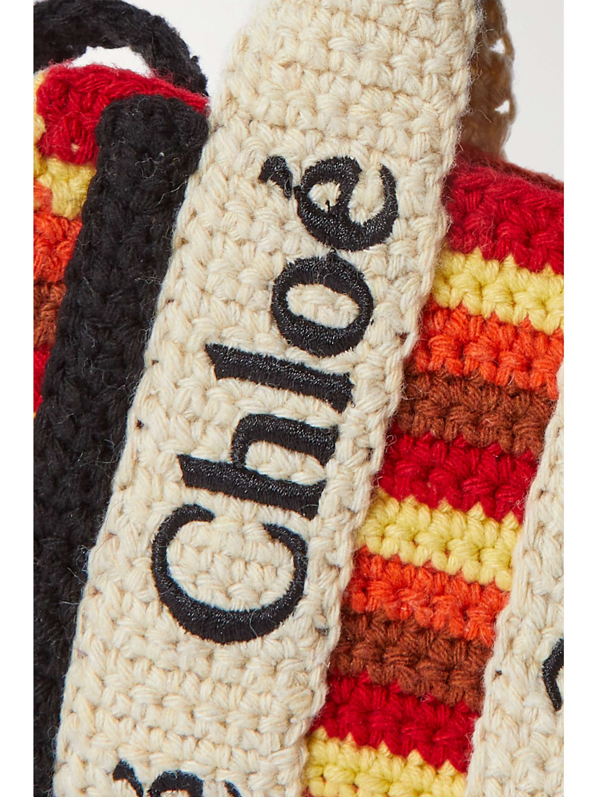 CHLOÉ + NET SUSTAIN embroidered striped crochet-knit tote