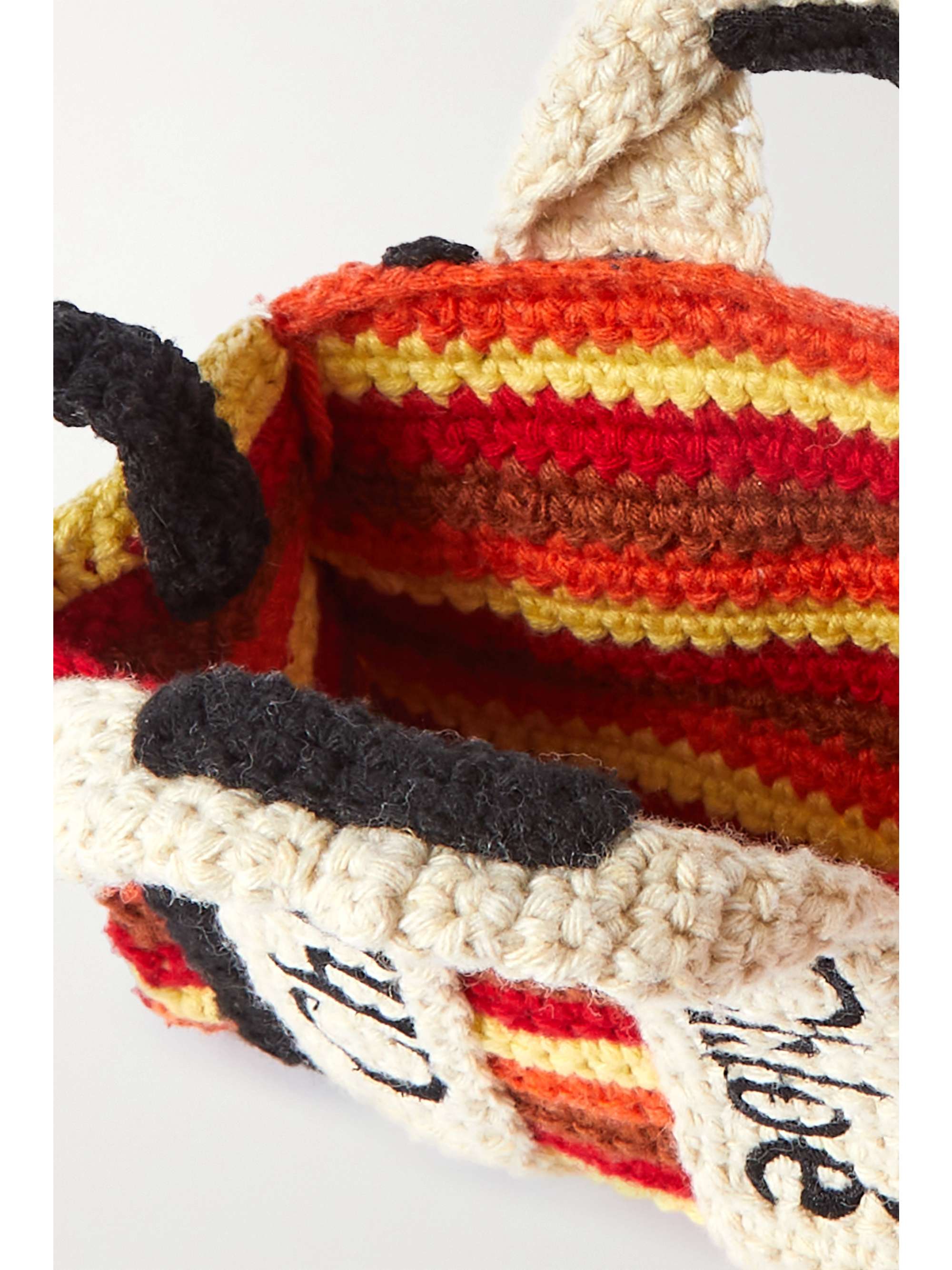 CHLOÉ + NET SUSTAIN embroidered striped crochet-knit tote