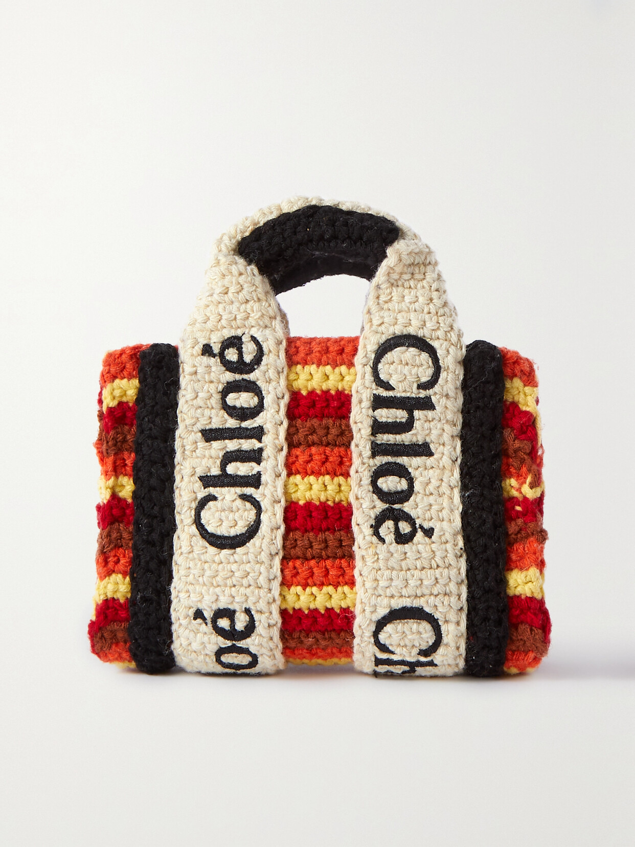Chloé - Woody Nano Embroidered Striped Crochet-knit Tote - Brown 22 Awaiting product image