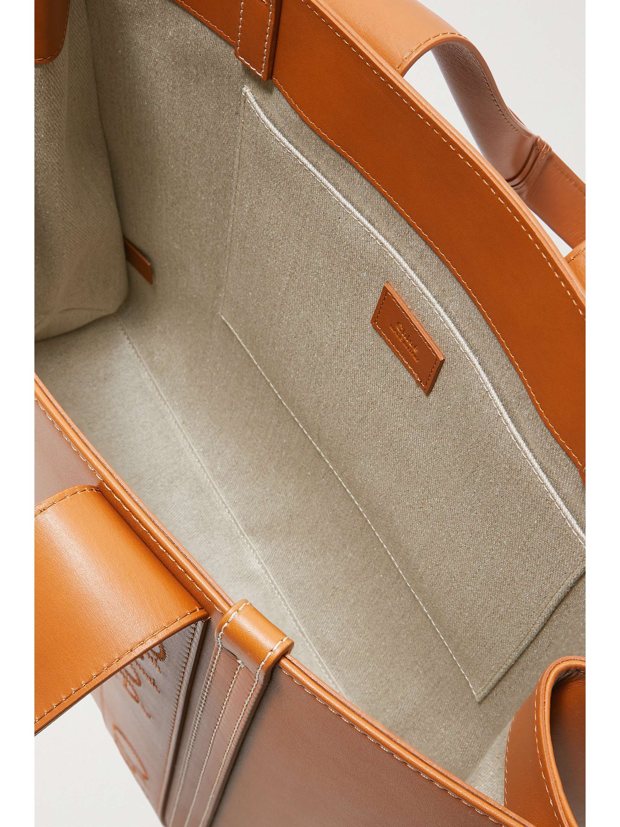 CHLOÉ Woody large embroidered leather tote
