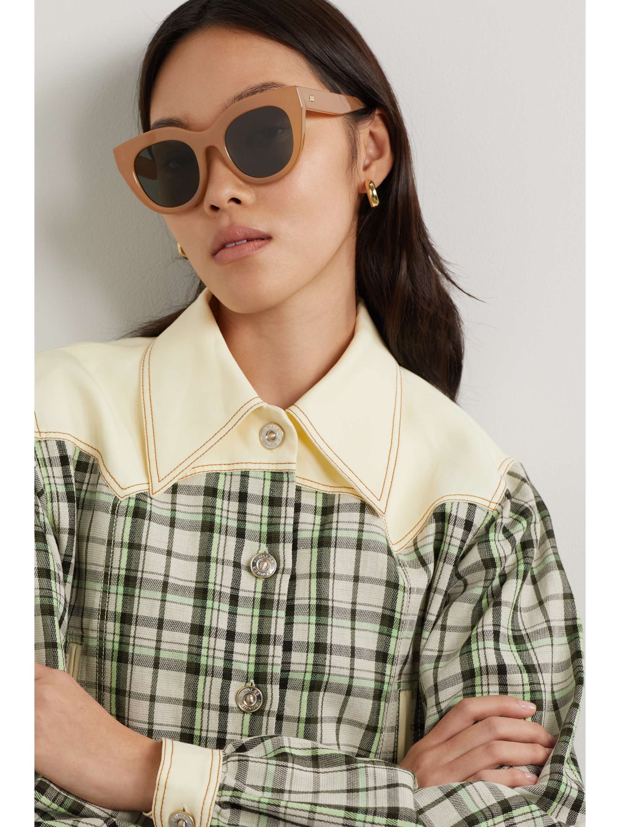 LE SPECS Air Heart cat-eye acetate and gold-tone sunglasses