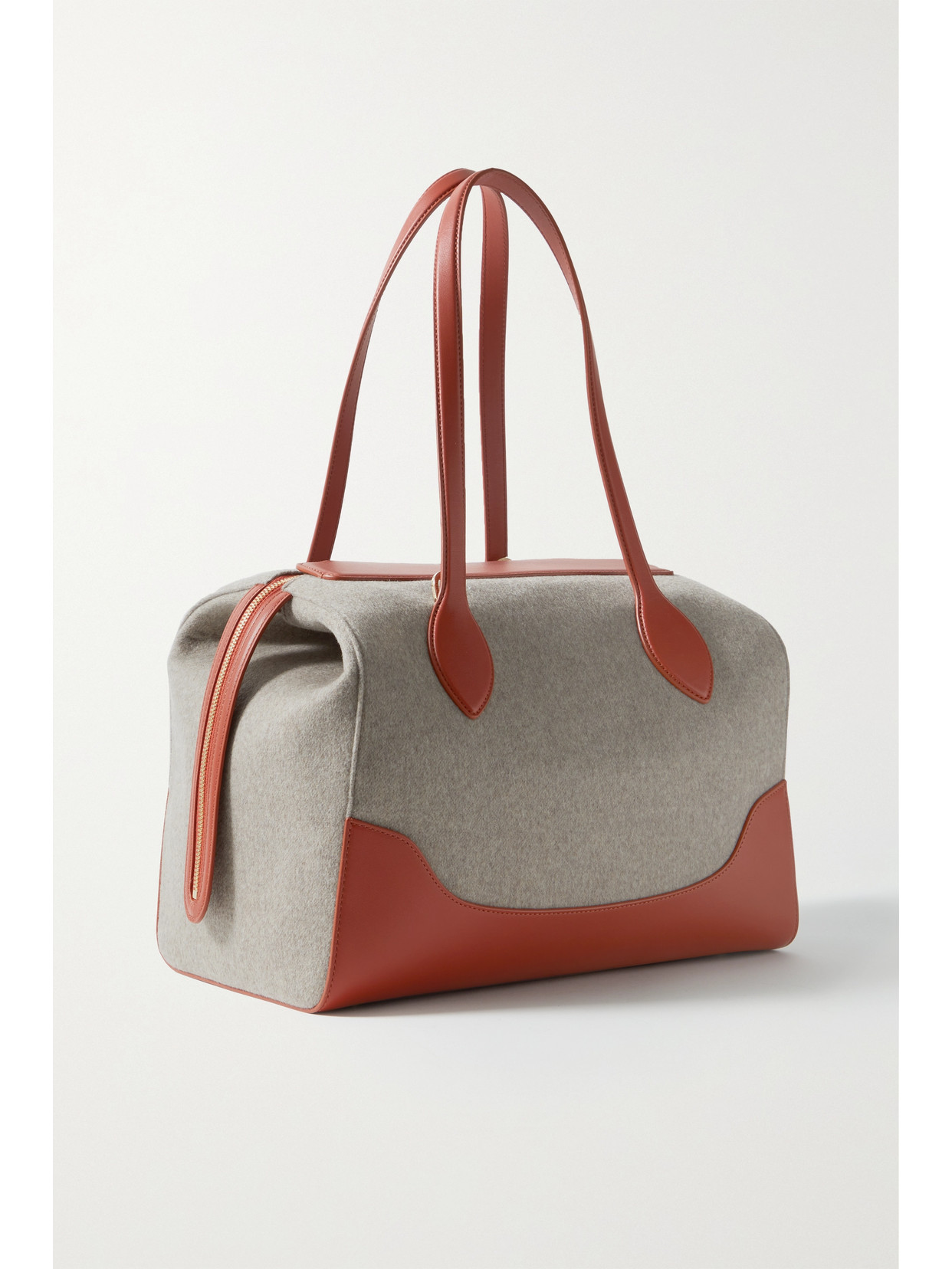 Happy Day Large Leather-Trimmed Felt Tote