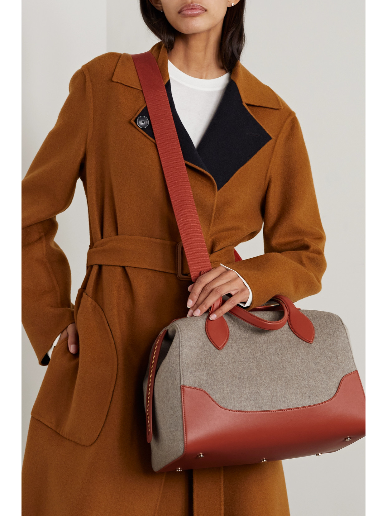 Happy Day Large Leather-Trimmed Felt Tote