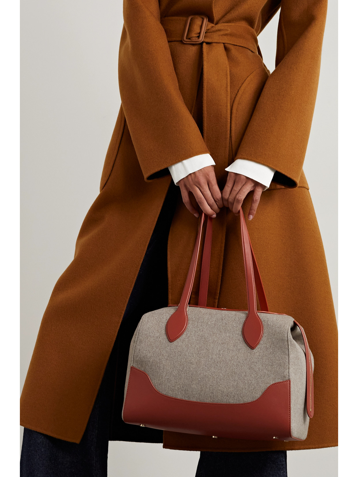 Happy Day Large Leather-Trimmed Felt Tote