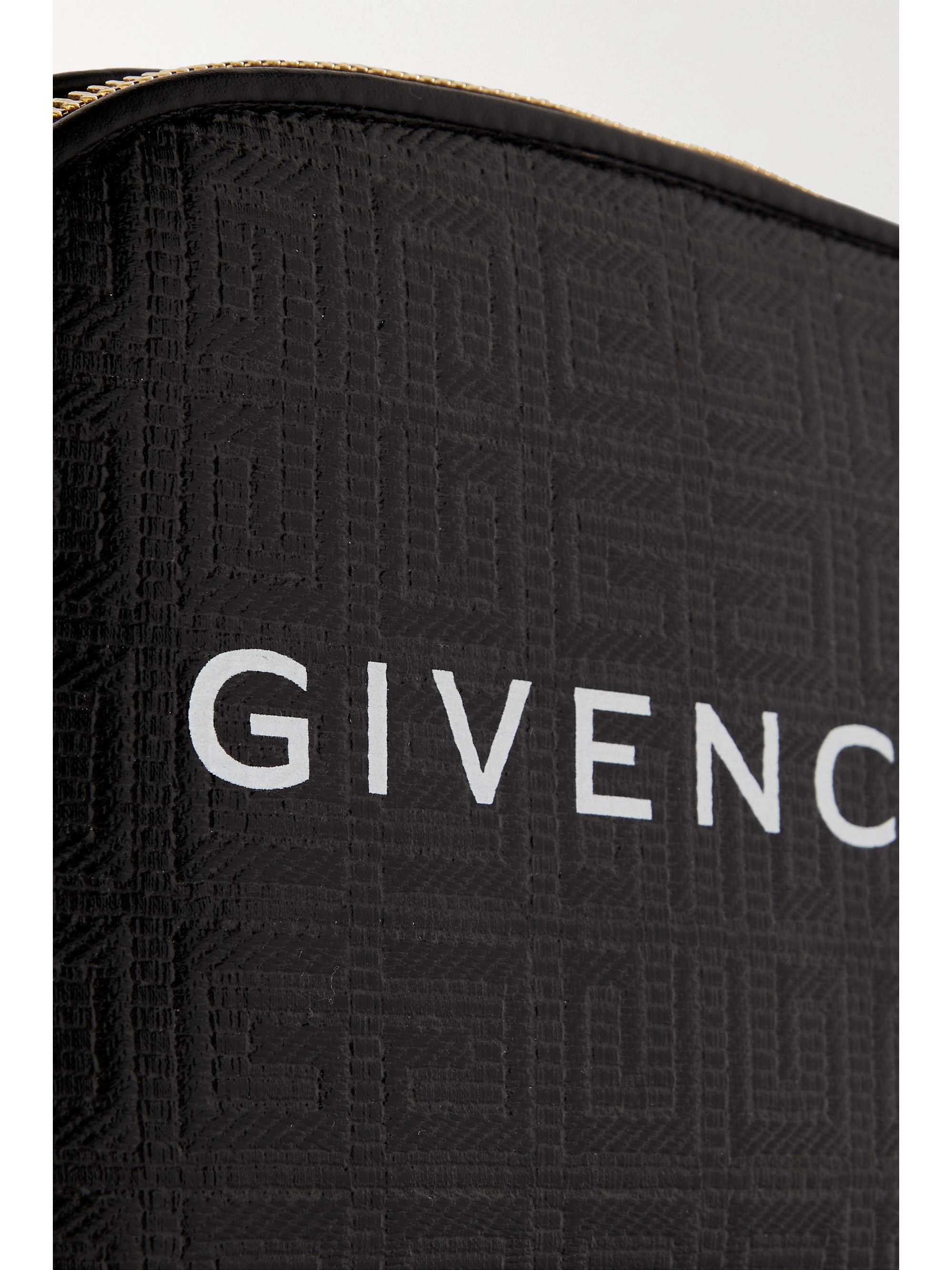 GIVENCHY G-Essentials leather-trimmed embossed coated-canvas pouch