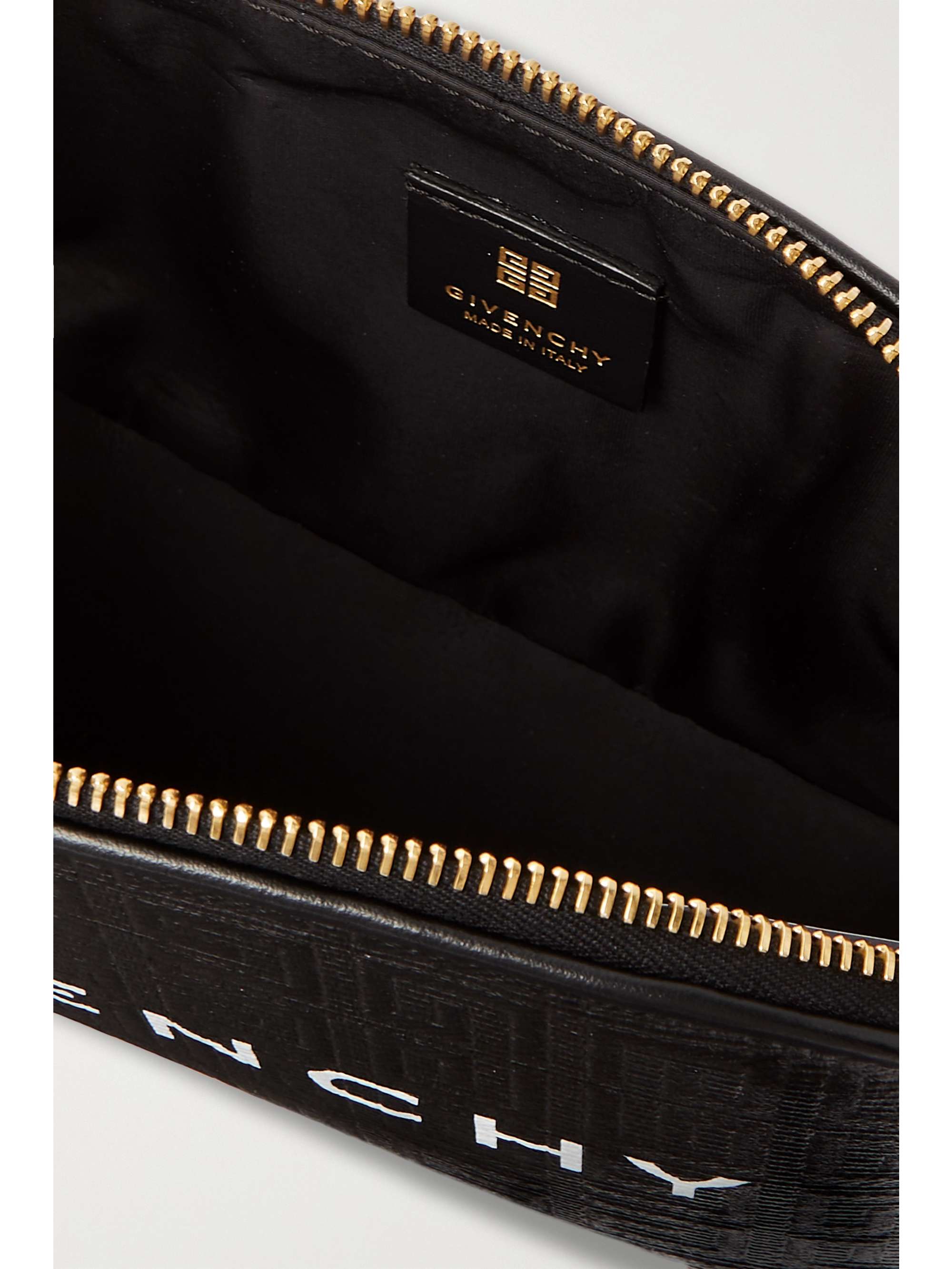 GIVENCHY G-Essentials leather-trimmed embossed coated-canvas pouch