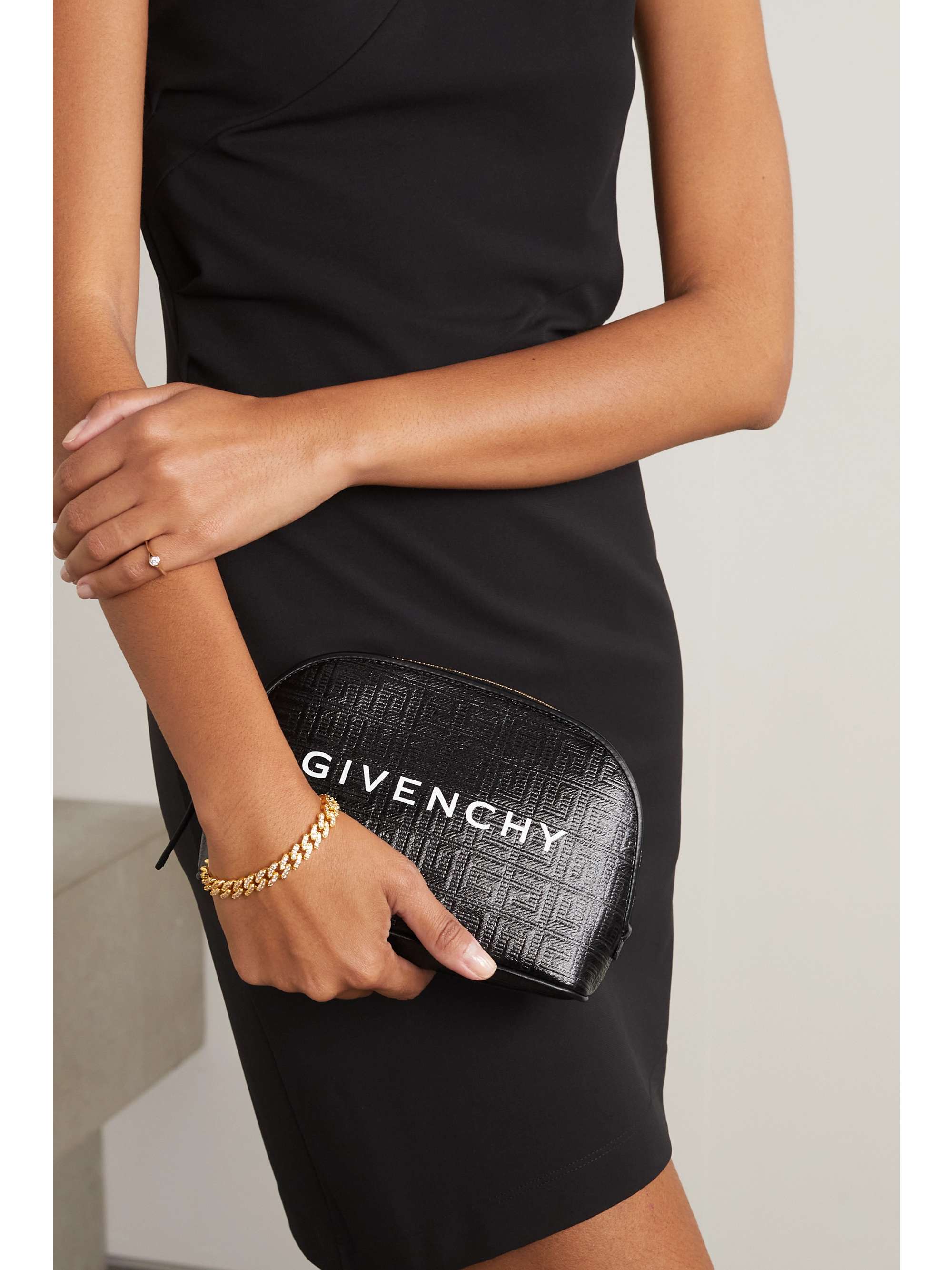 GIVENCHY G-Essentials leather-trimmed embossed coated-canvas pouch