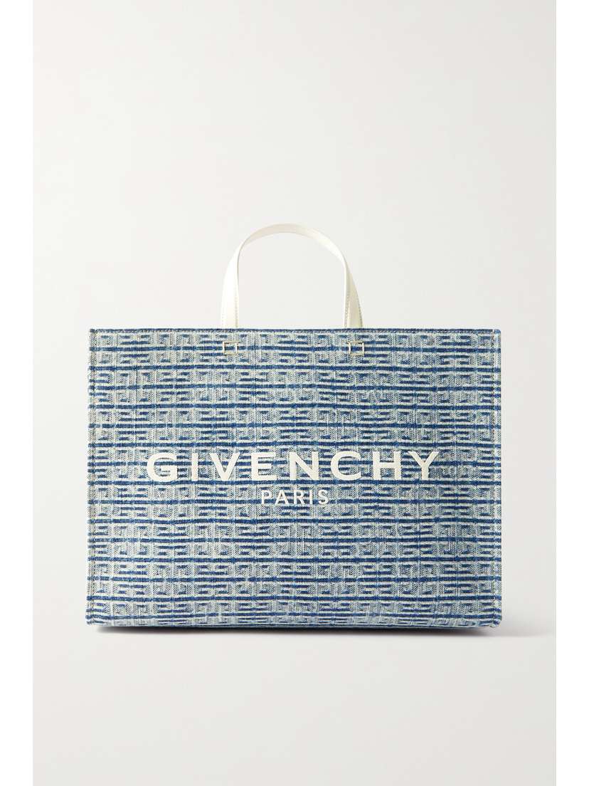 Givenchy G Medium Leather-trimmed Embroidered Denim Tote