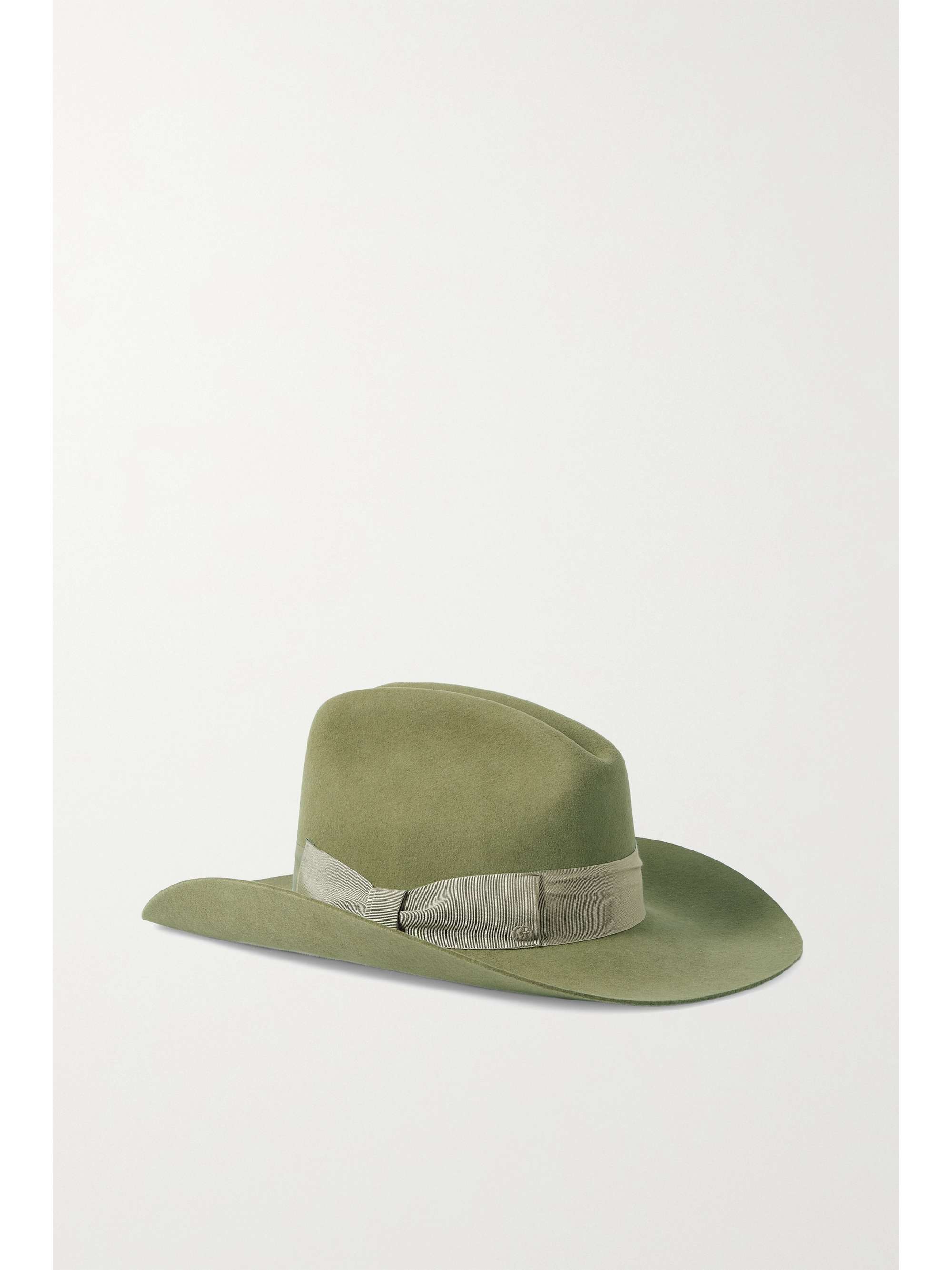 Green Grosgrain-trimmed felt fedora 