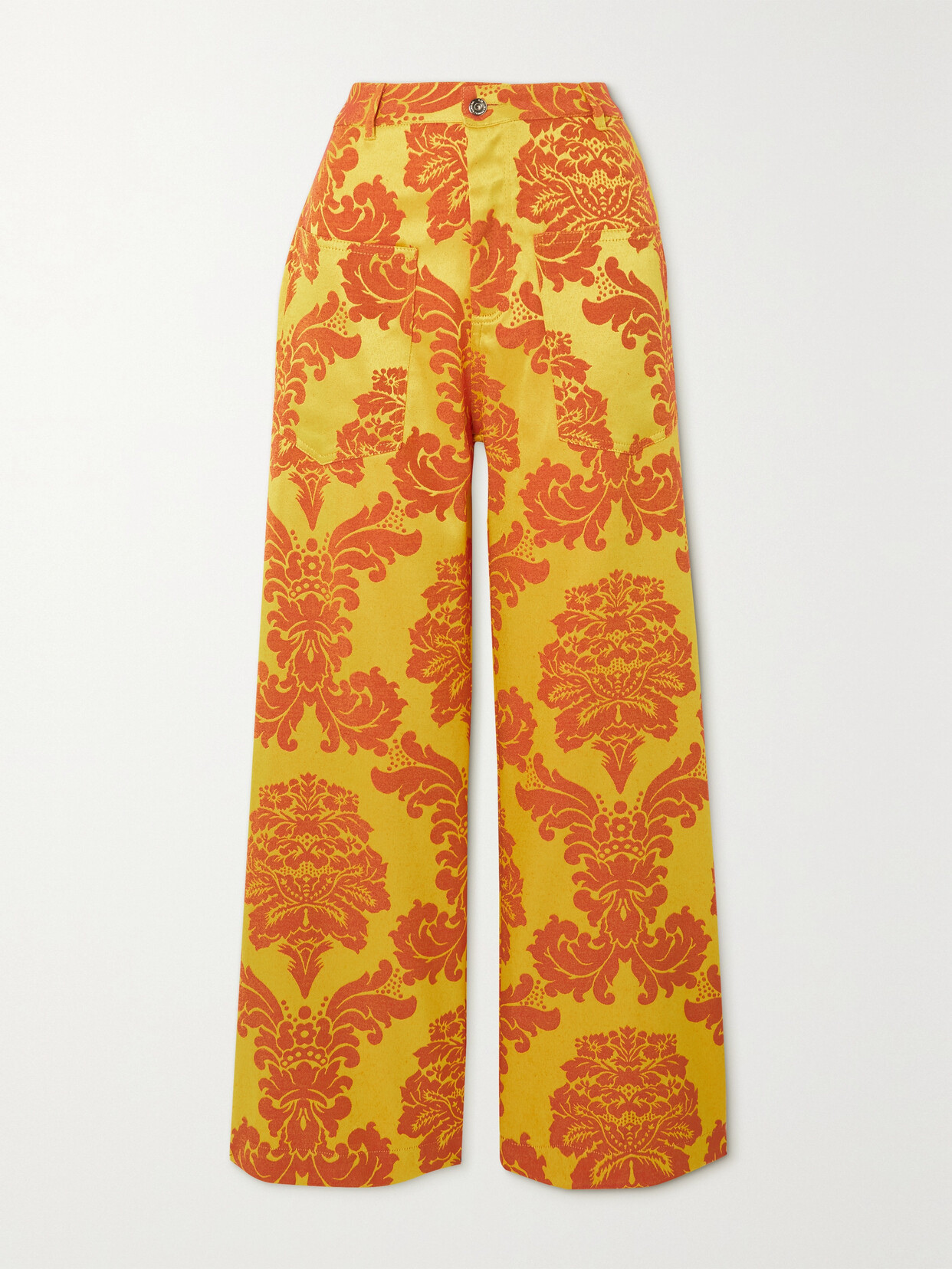 MARQUES' ALMEIDA RECYCLED FLORAL-JACQUARD WIDE-LEG PANTS