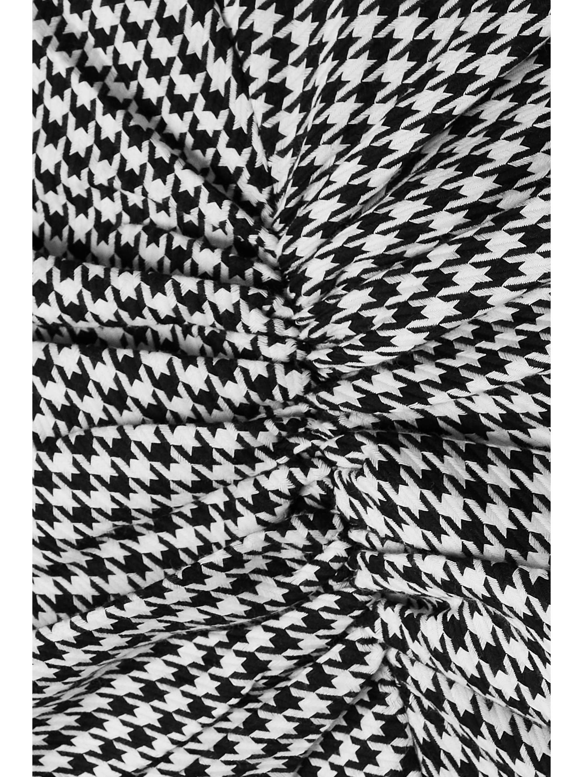 MARQUES' ALMEIDA Ruched houndstooth cotton turtleneck mini dress