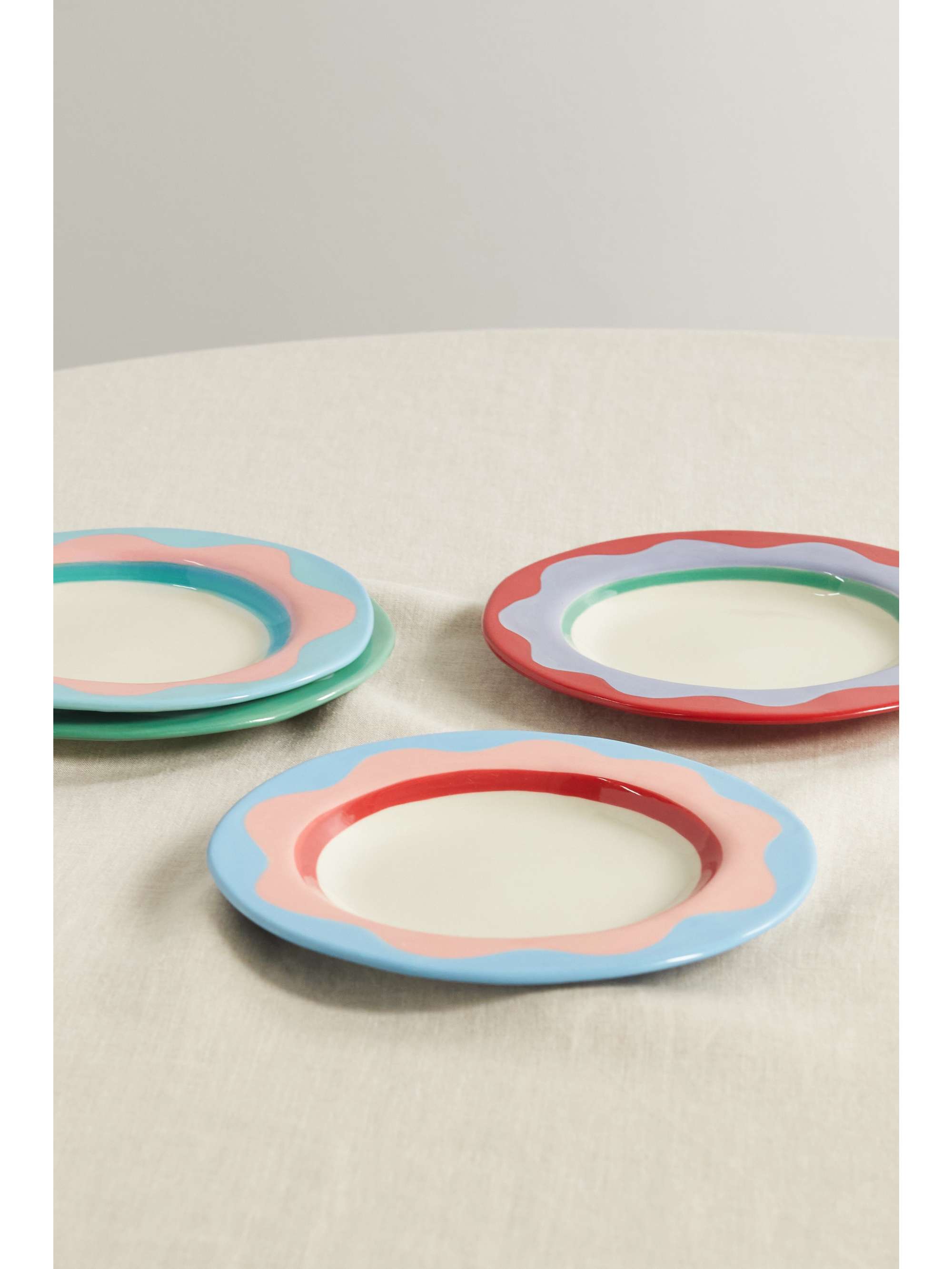 LAETITIA ROUGET Mushroom set of four ceramic dessert plates