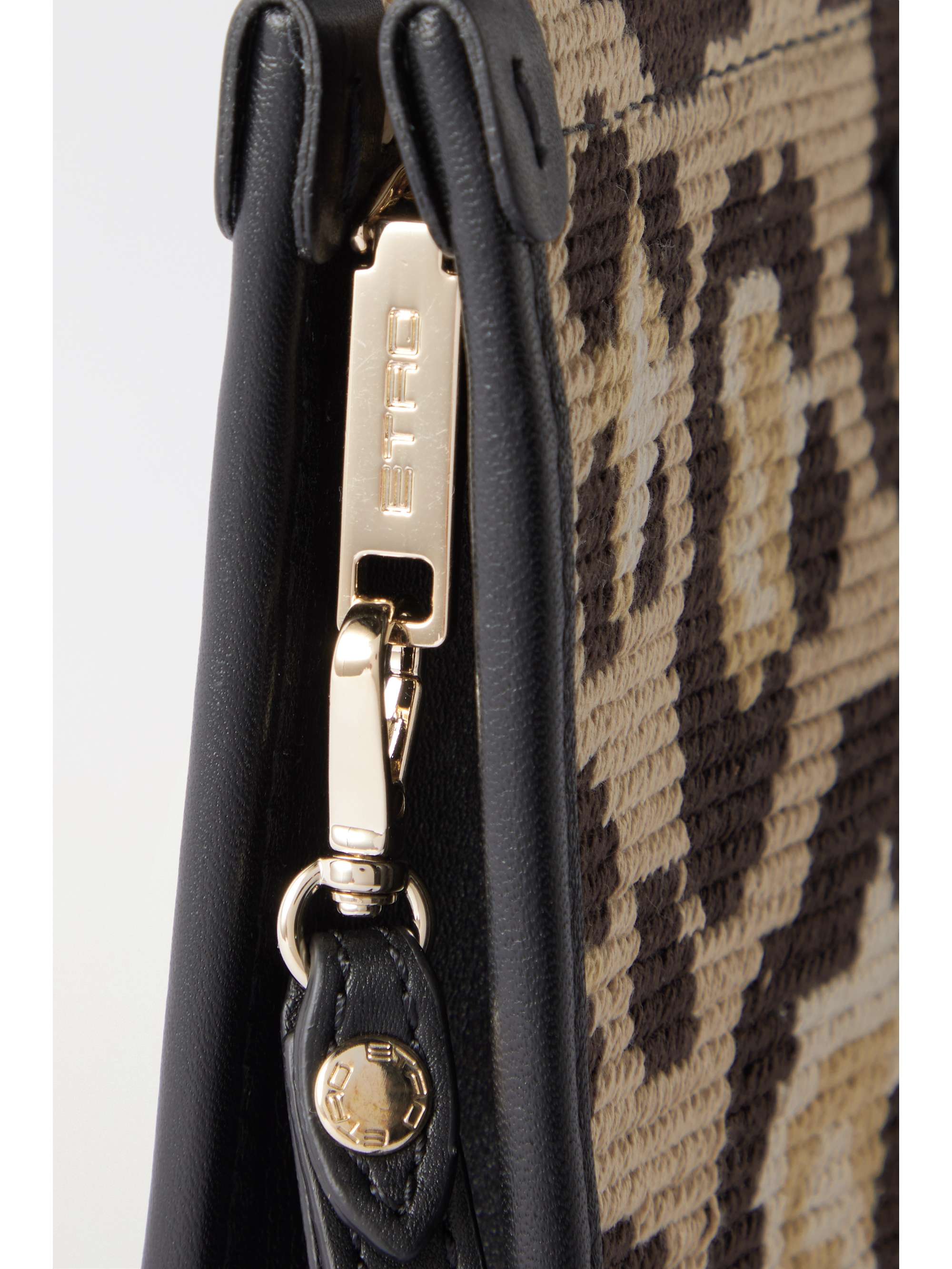 ETRO Globetrotter leather-trimmed canvas-jacquard pouch