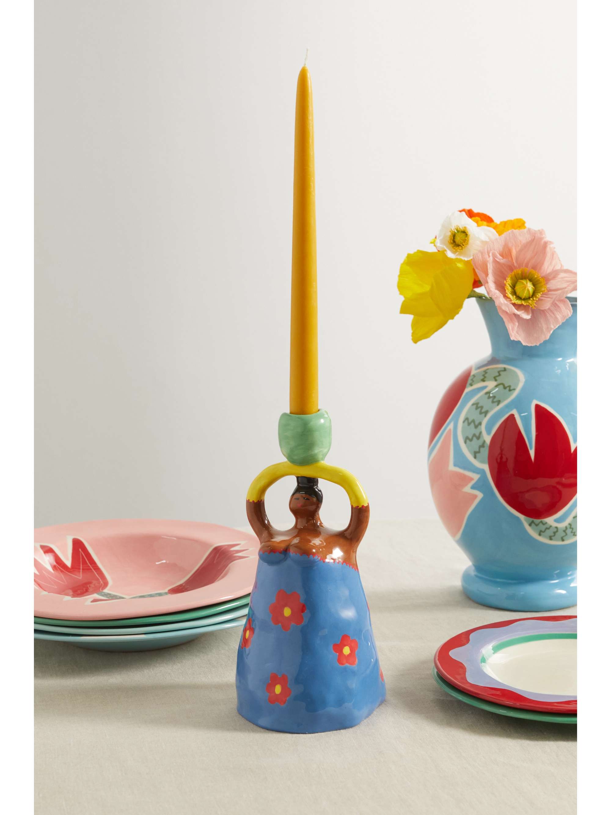 Blue Nina Ceramic Candle Holder Laetitia Rouget Net A Porter Blue Nina Ceramic Candle Holder Laetitia Rouget Net A Porter