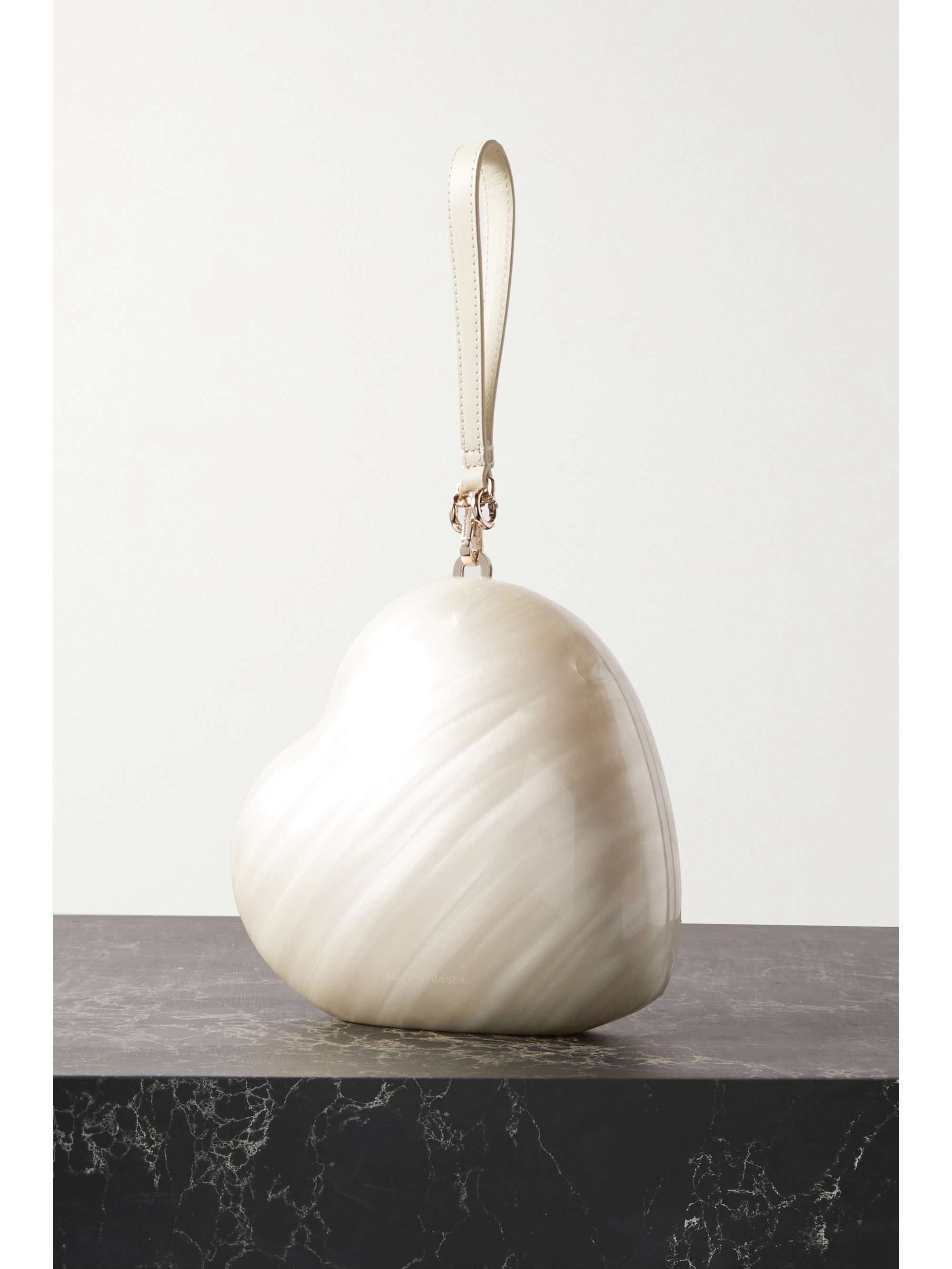 SIMONE ROCHA Heart leather-trimmed marbled acrylic clutch