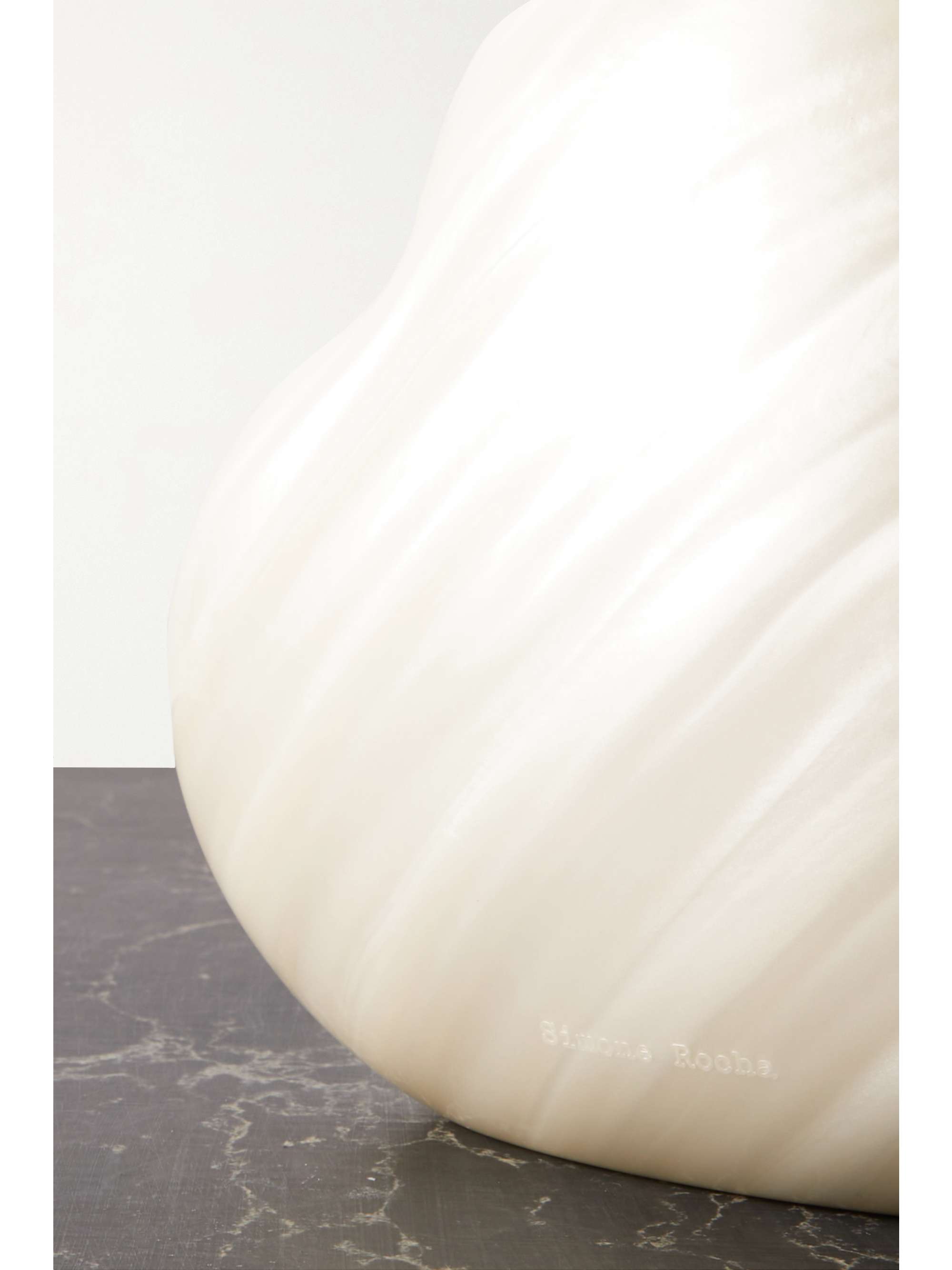 SIMONE ROCHA Heart leather-trimmed marbled acrylic clutch