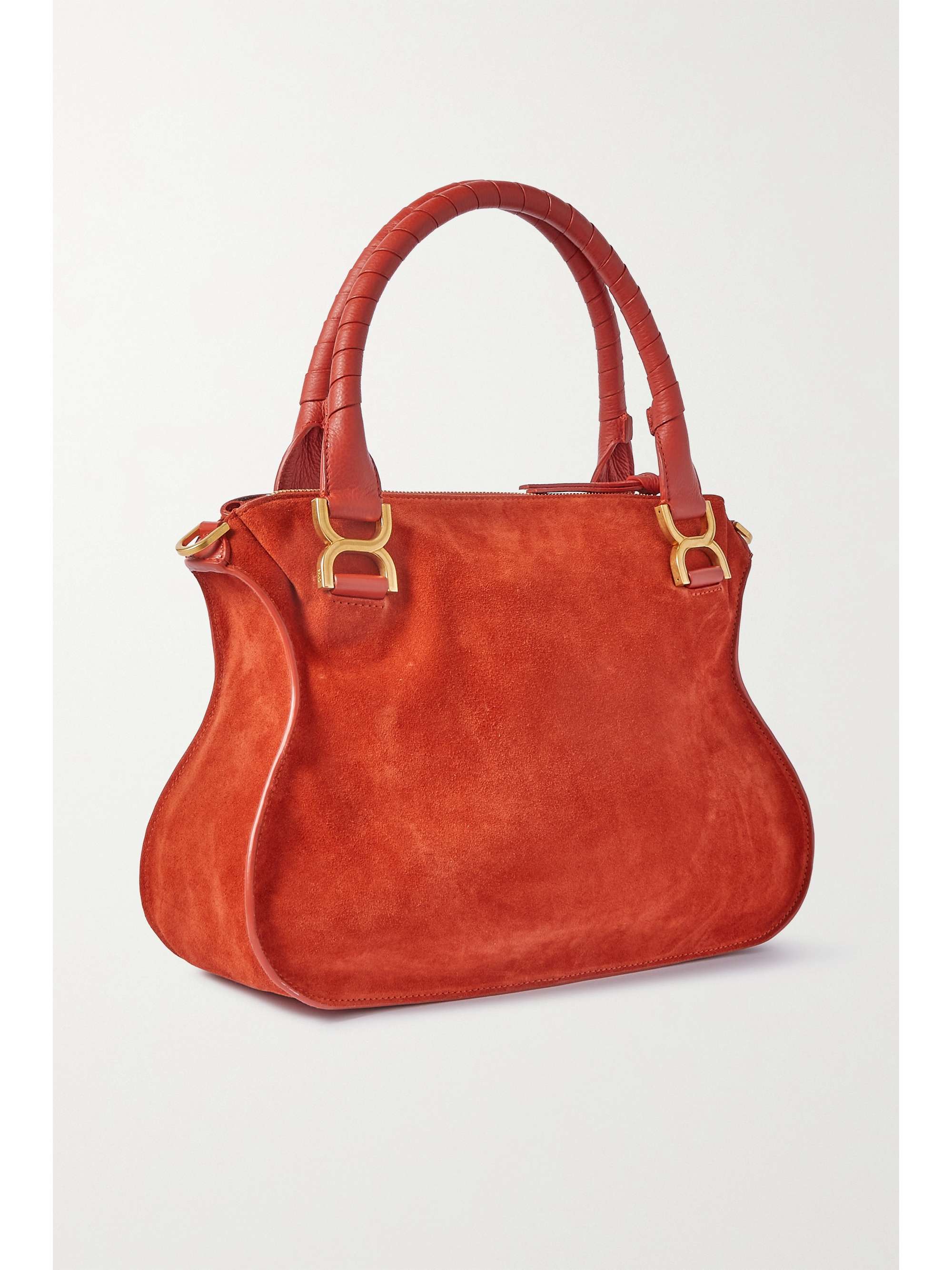 CHLOÉ Marcie medium textured leathertrimmed suede shoulder bag NETA