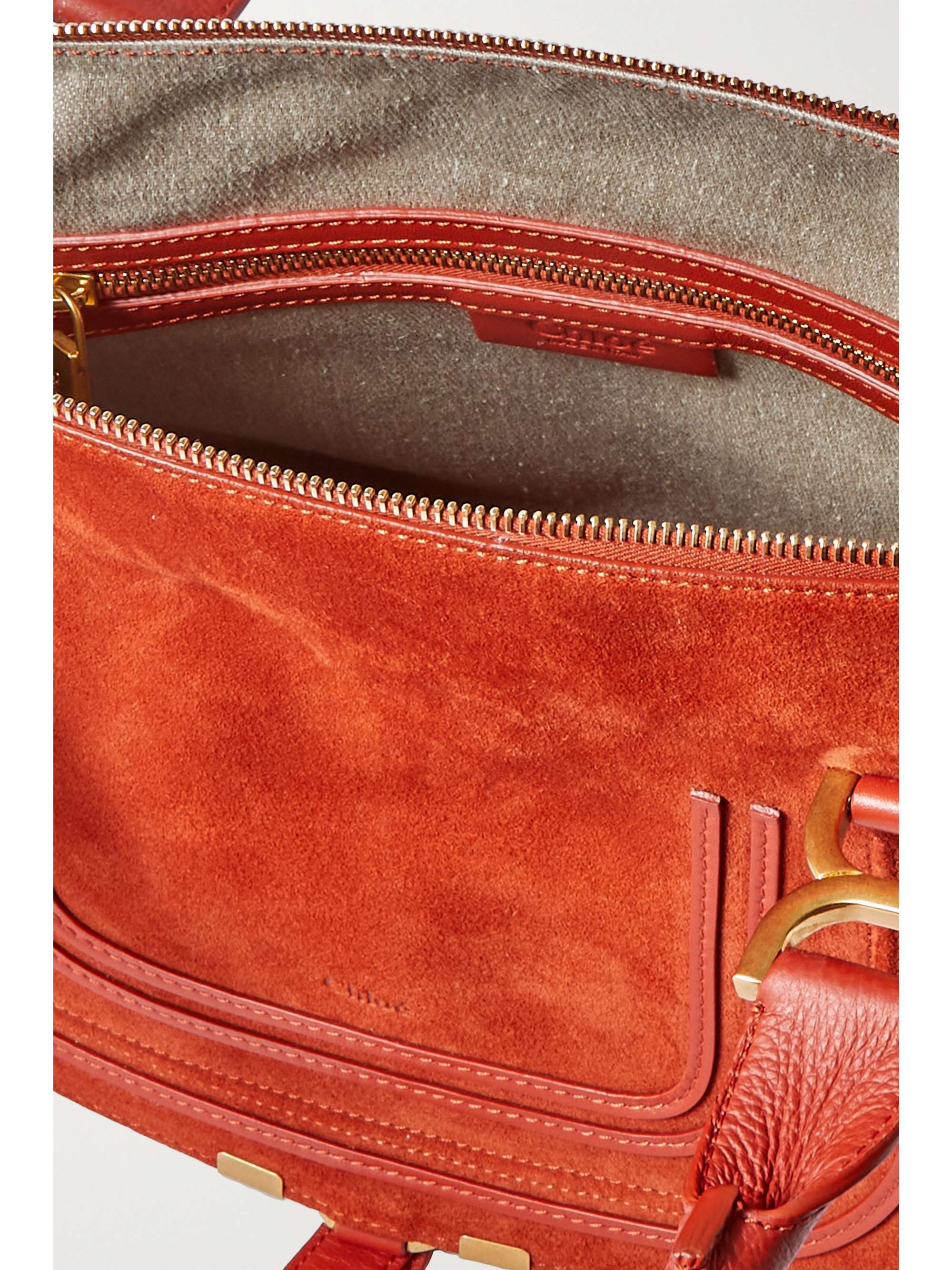 CHLOÉ Marcie medium textured leathertrimmed suede shoulder bag NETA