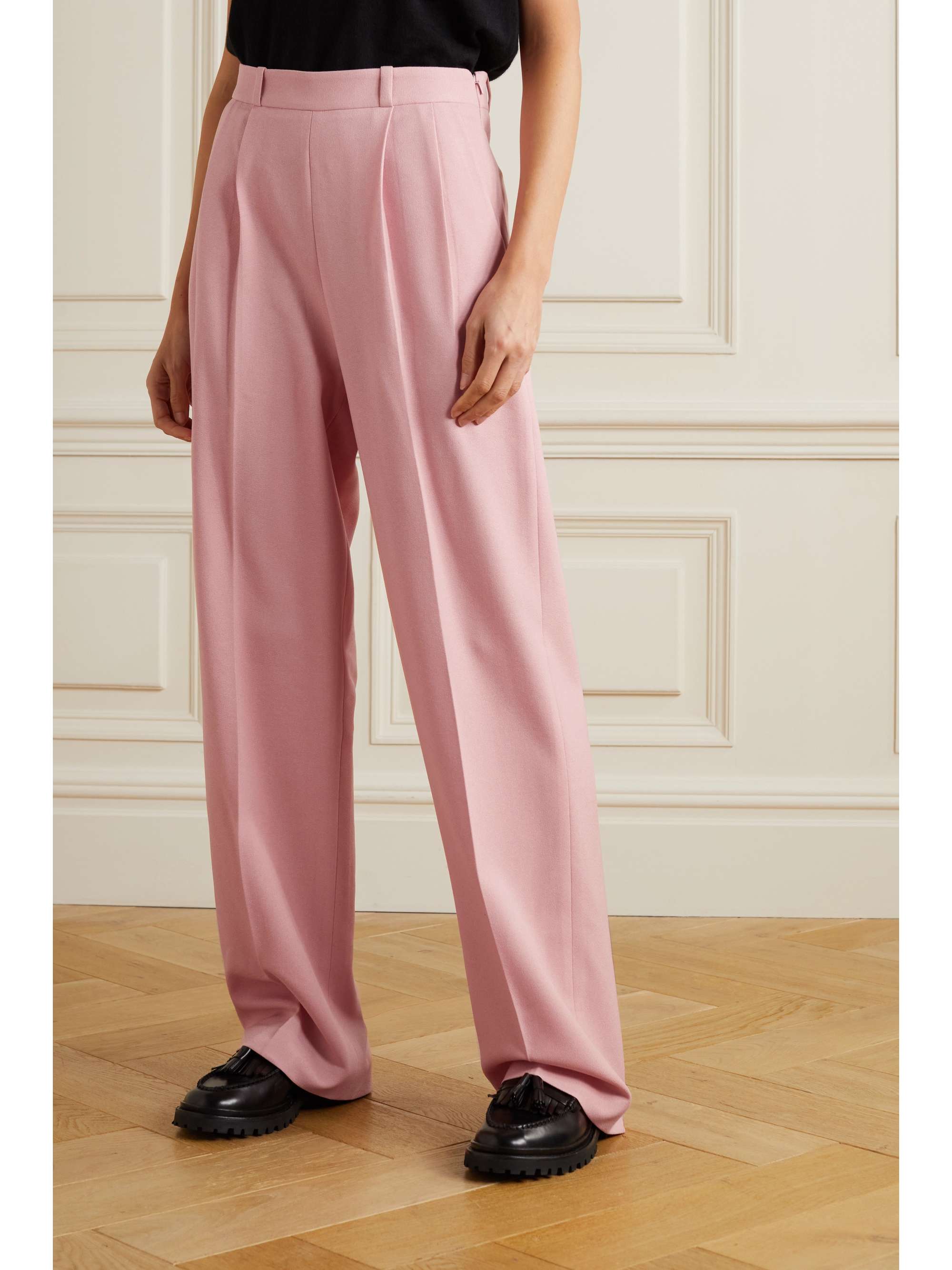 BOUGUESSA Helena pleated crepe wide-leg pants