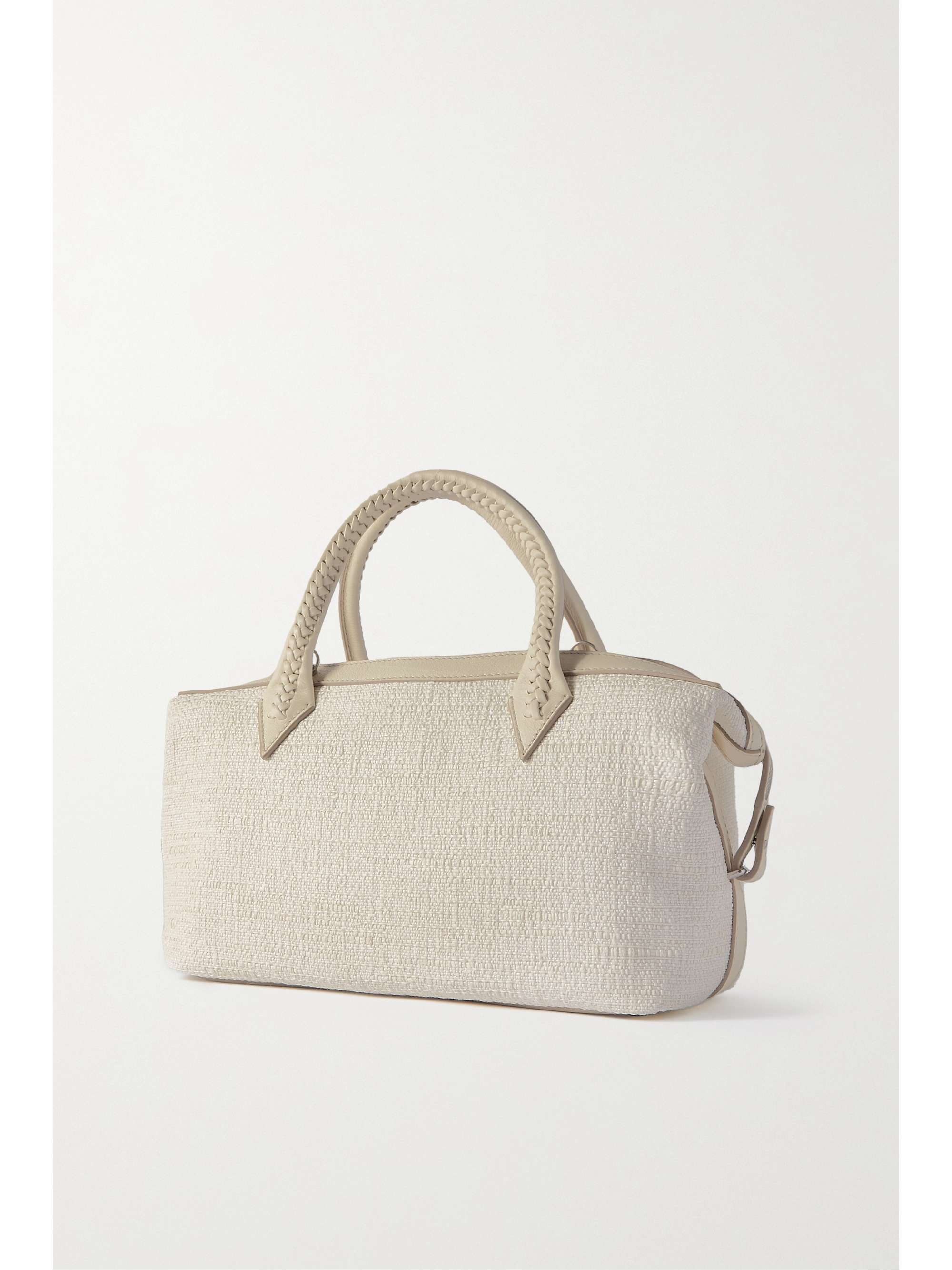MÉTIER Perriand City small leather-trimmed woven straw tote