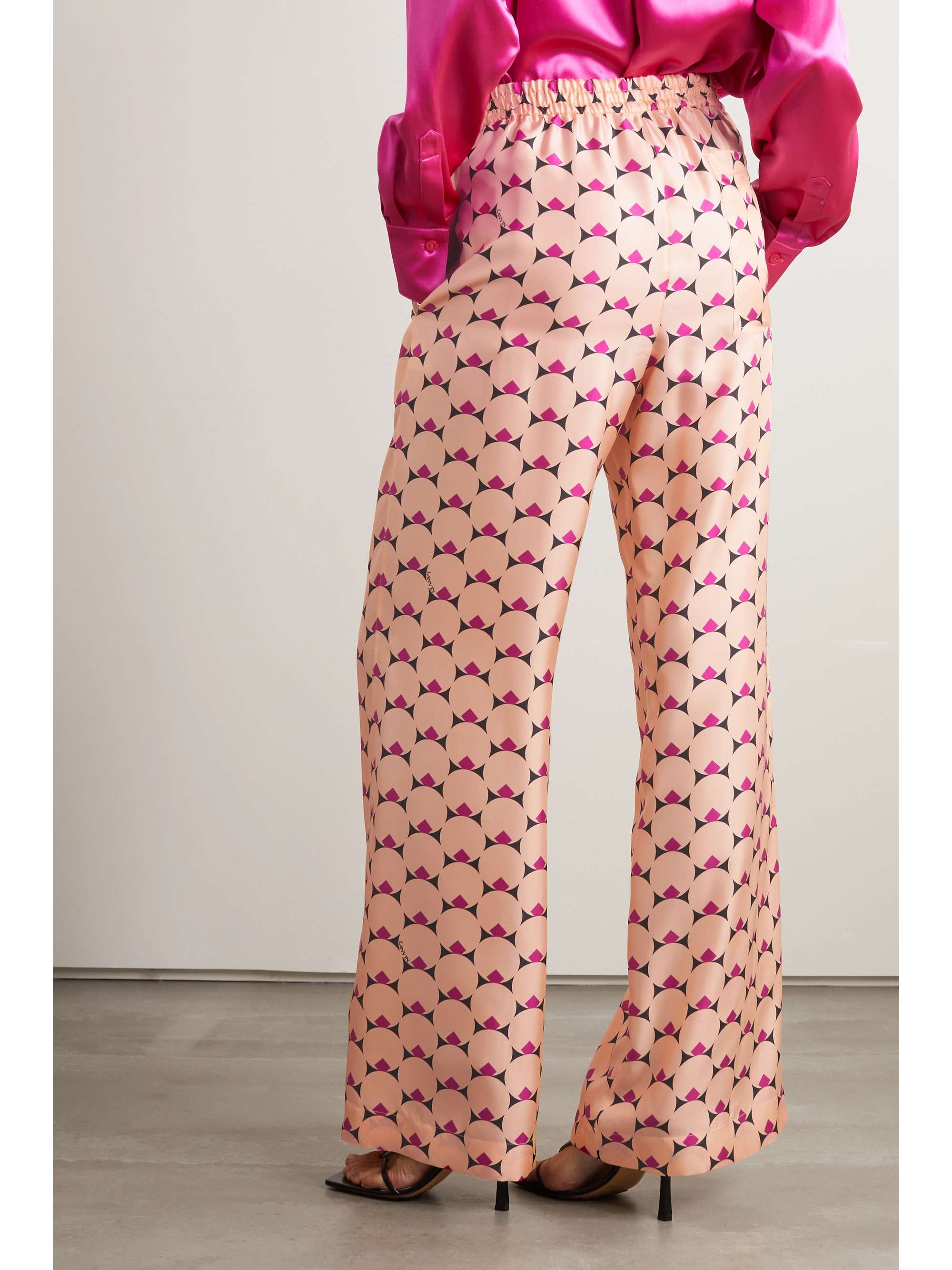 LANVIN Printed silk-twill wide-leg pants