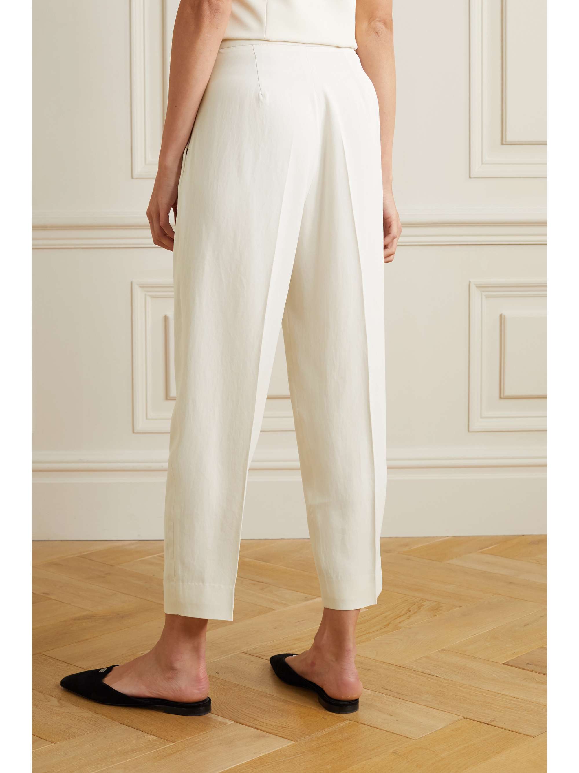 BOUGUESSA Lilian pleated slim-leg twill pants