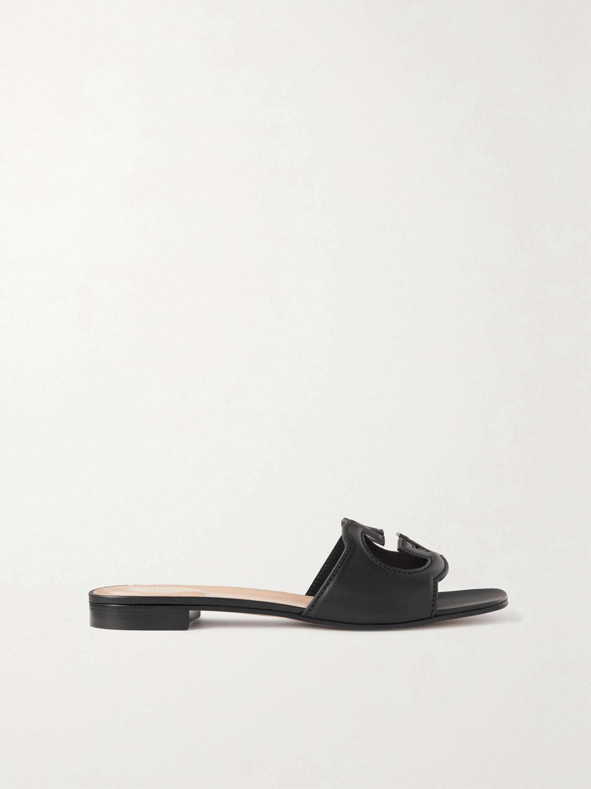 GUCCI Cutout leather slides | NET-A-PORTER