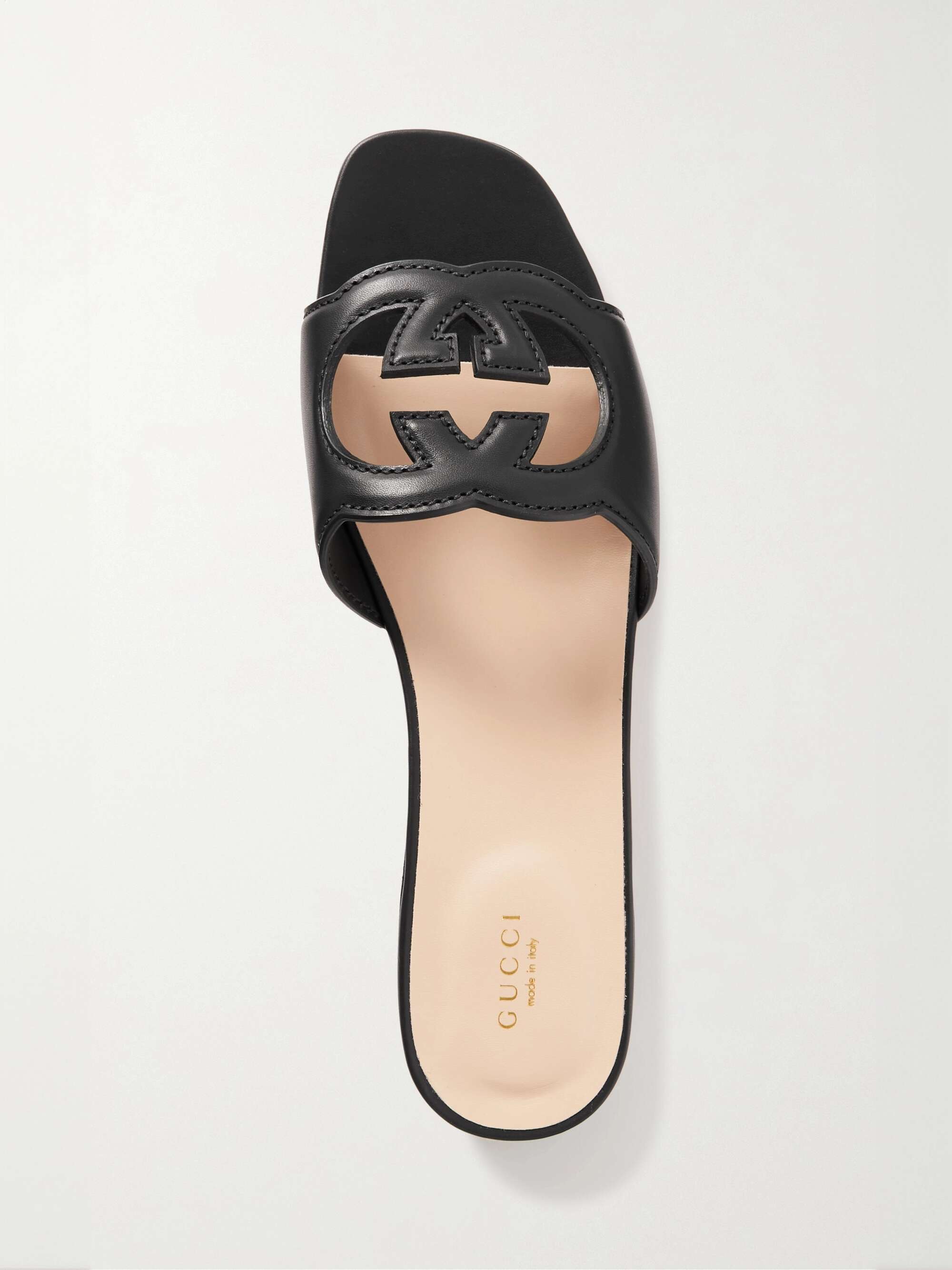 Black Cutout leather slides | GUCCI | NET-A-PORTER