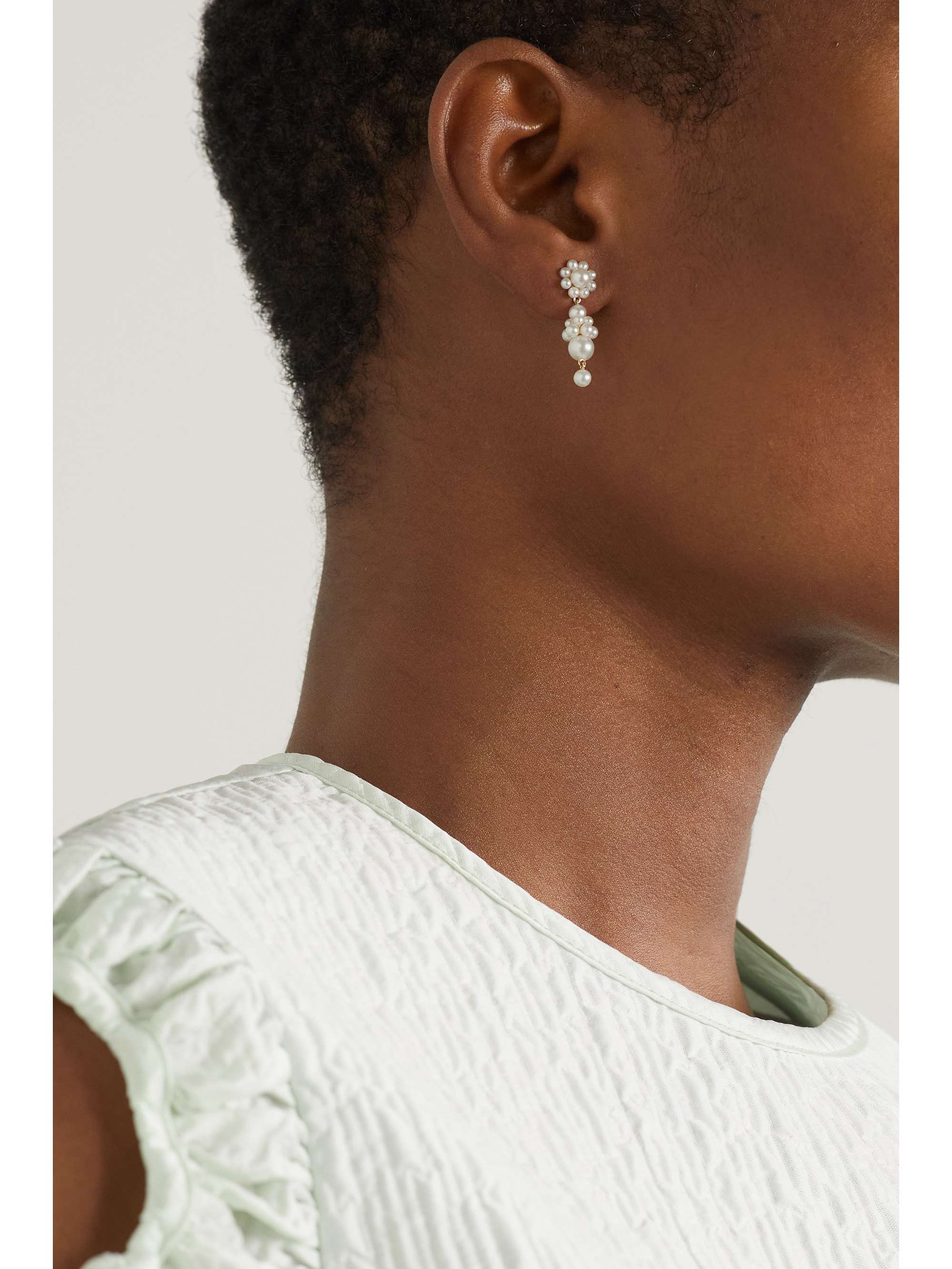 SOPHIE BILLE BRAHE Tulipe de Mariage 14-karat gold pearl earrings