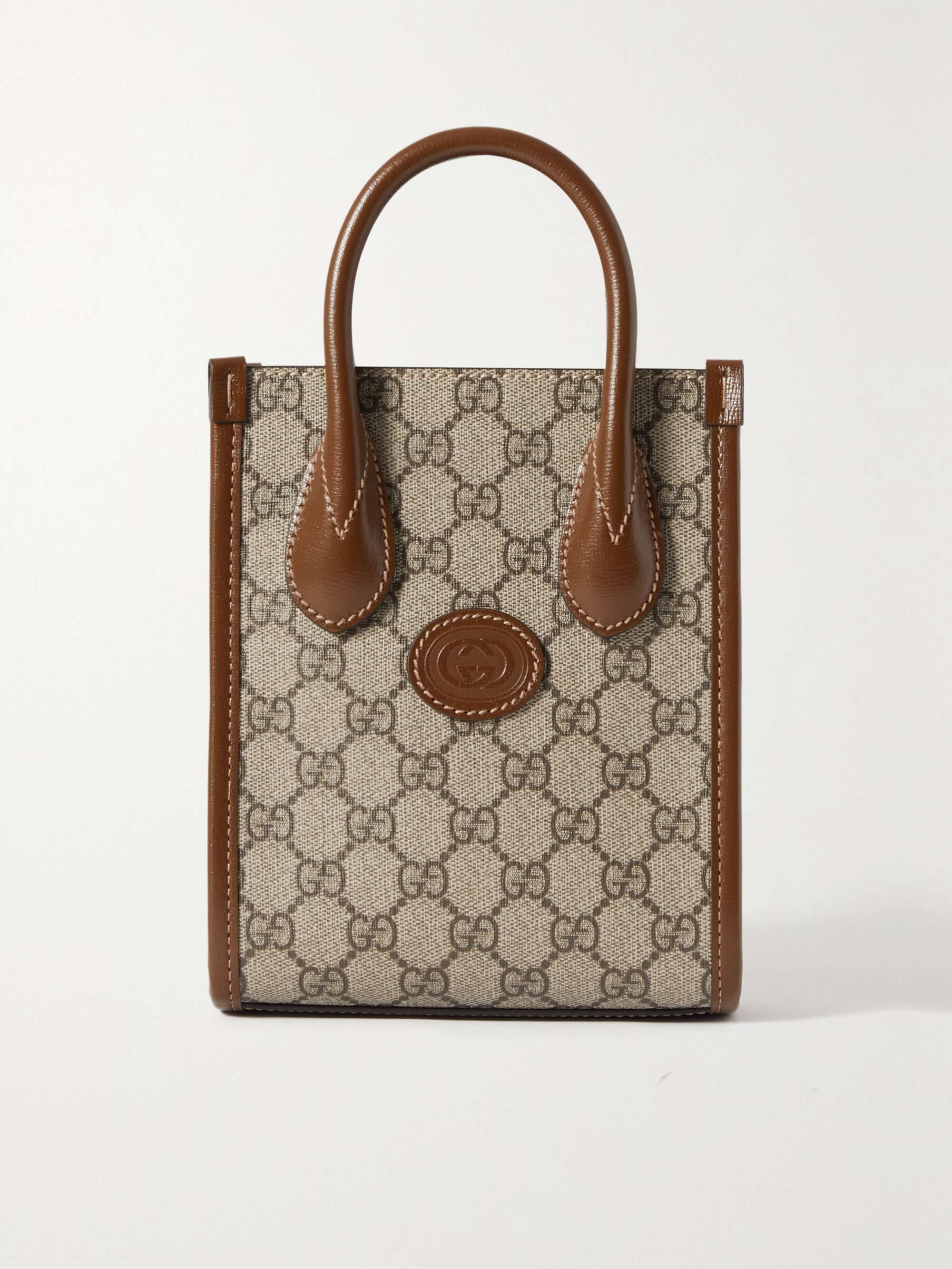 Gucci  Gg Retro Mini Leather-trimmed Printed Coated-canvas