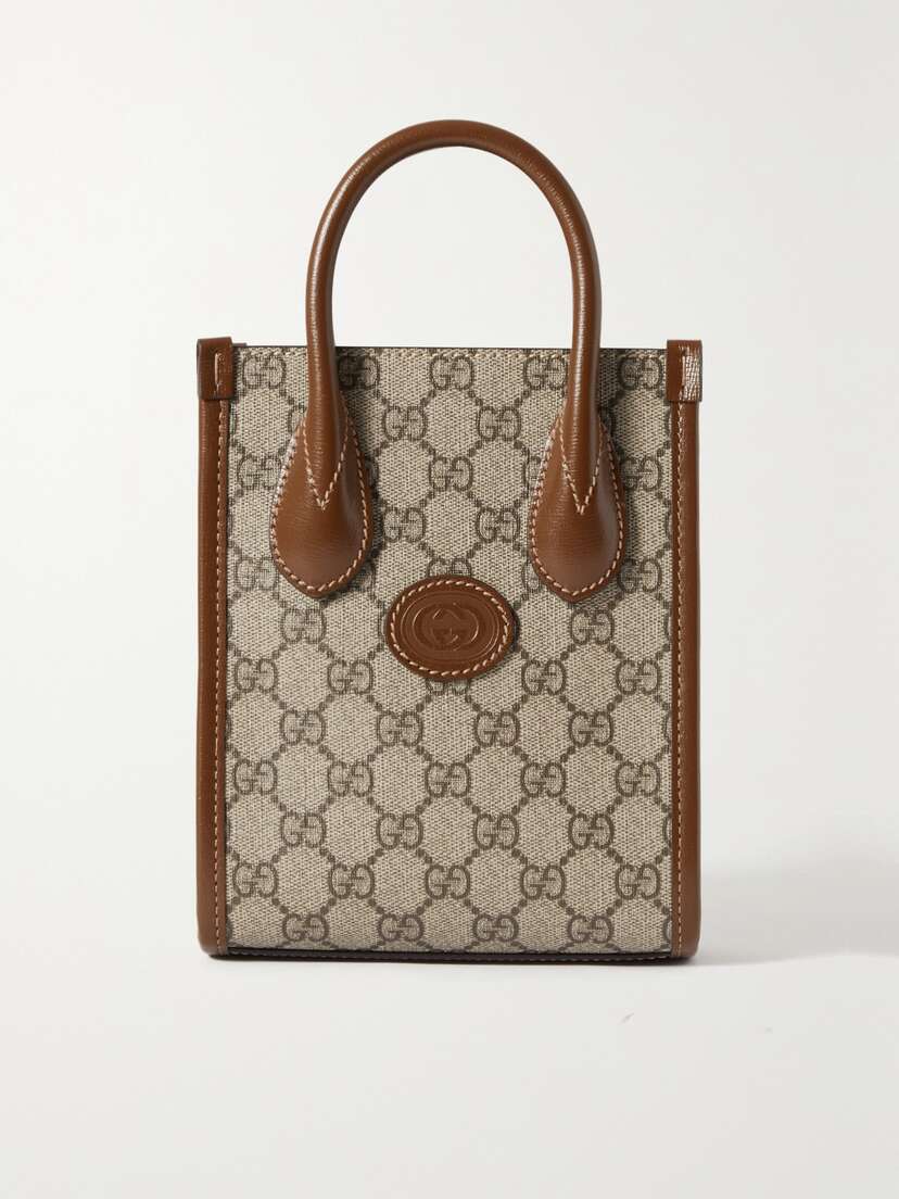 Gucci Gg Mini Leather-trimmed Printed Coated-canvas Tote