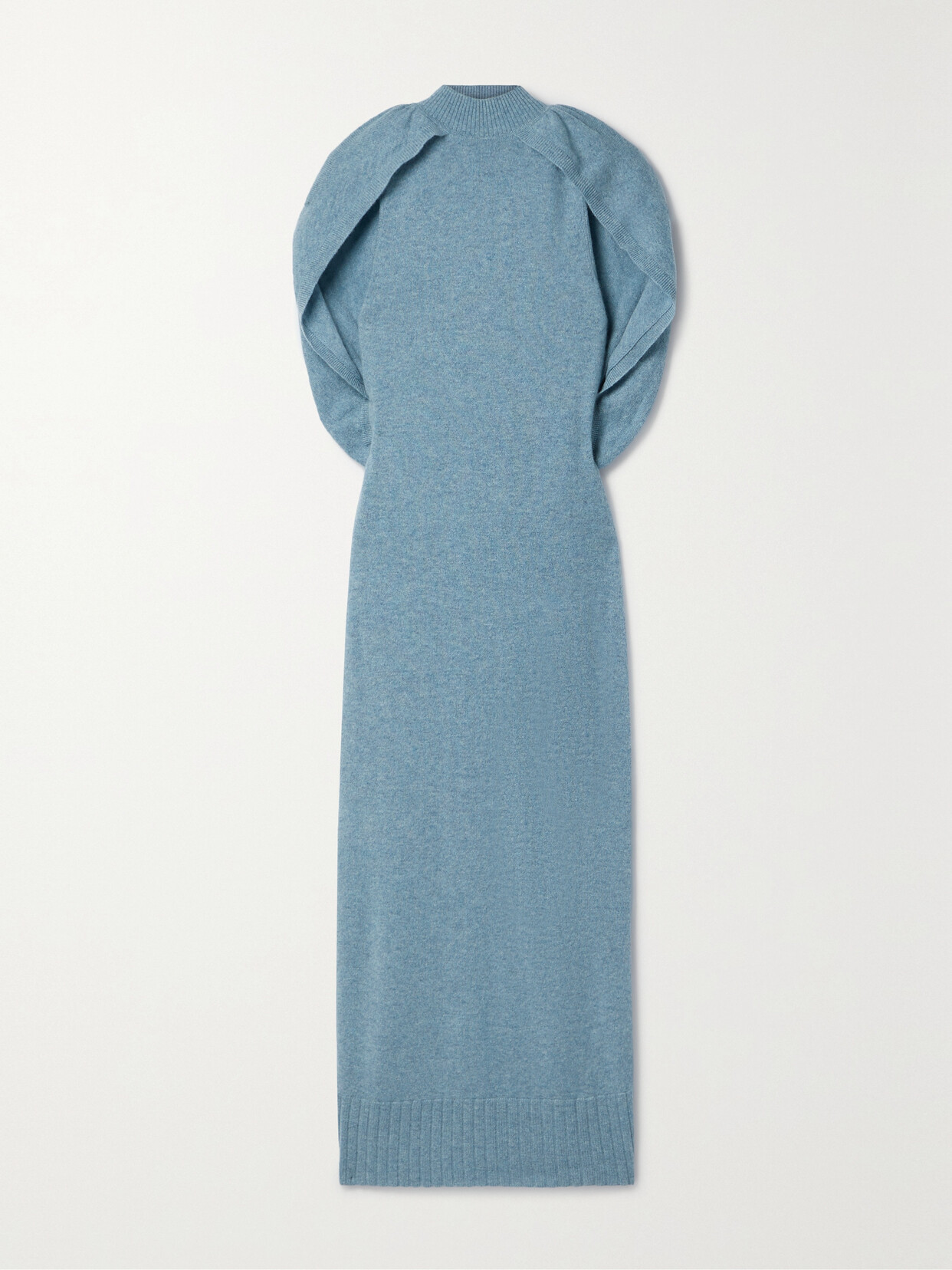 Simkhai Nancy Cape-effect Recycled Cashmere Midi Dress In Blue