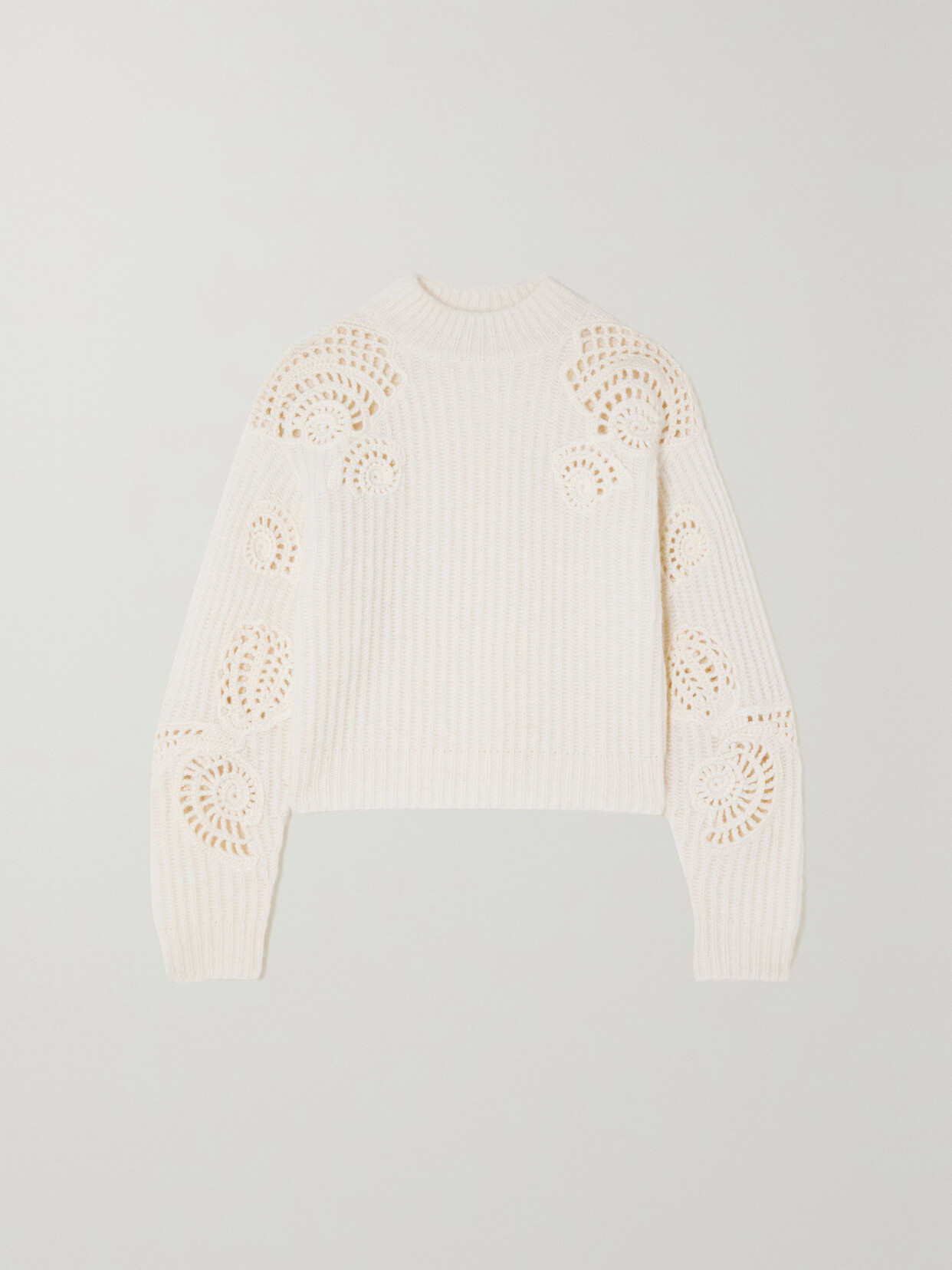 Vince Ribbed And Crochet-knit Sweater - Off-white